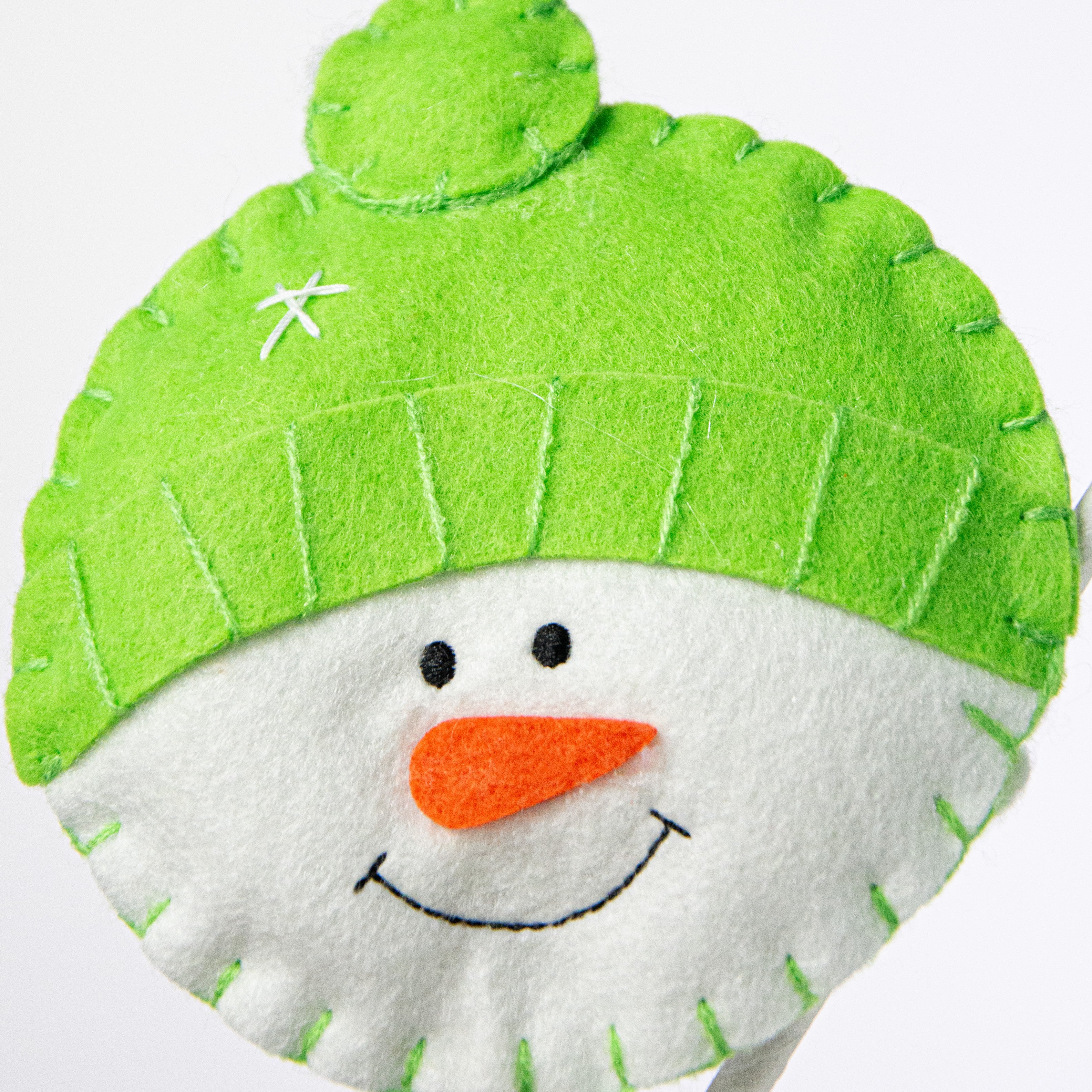 25" Plush Snowman Head Spray: Green