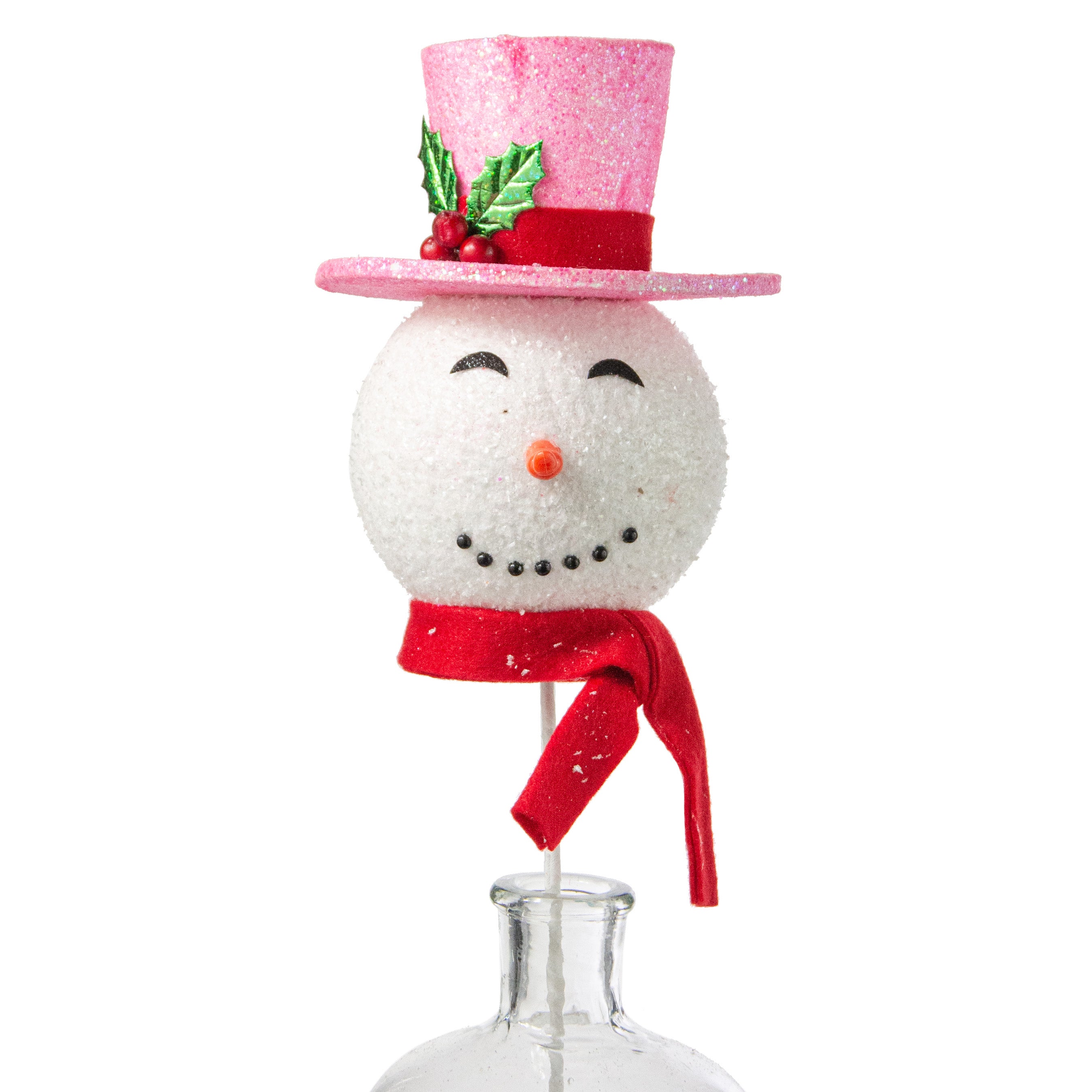 23" Joyful Snowman Head Spray: Pink