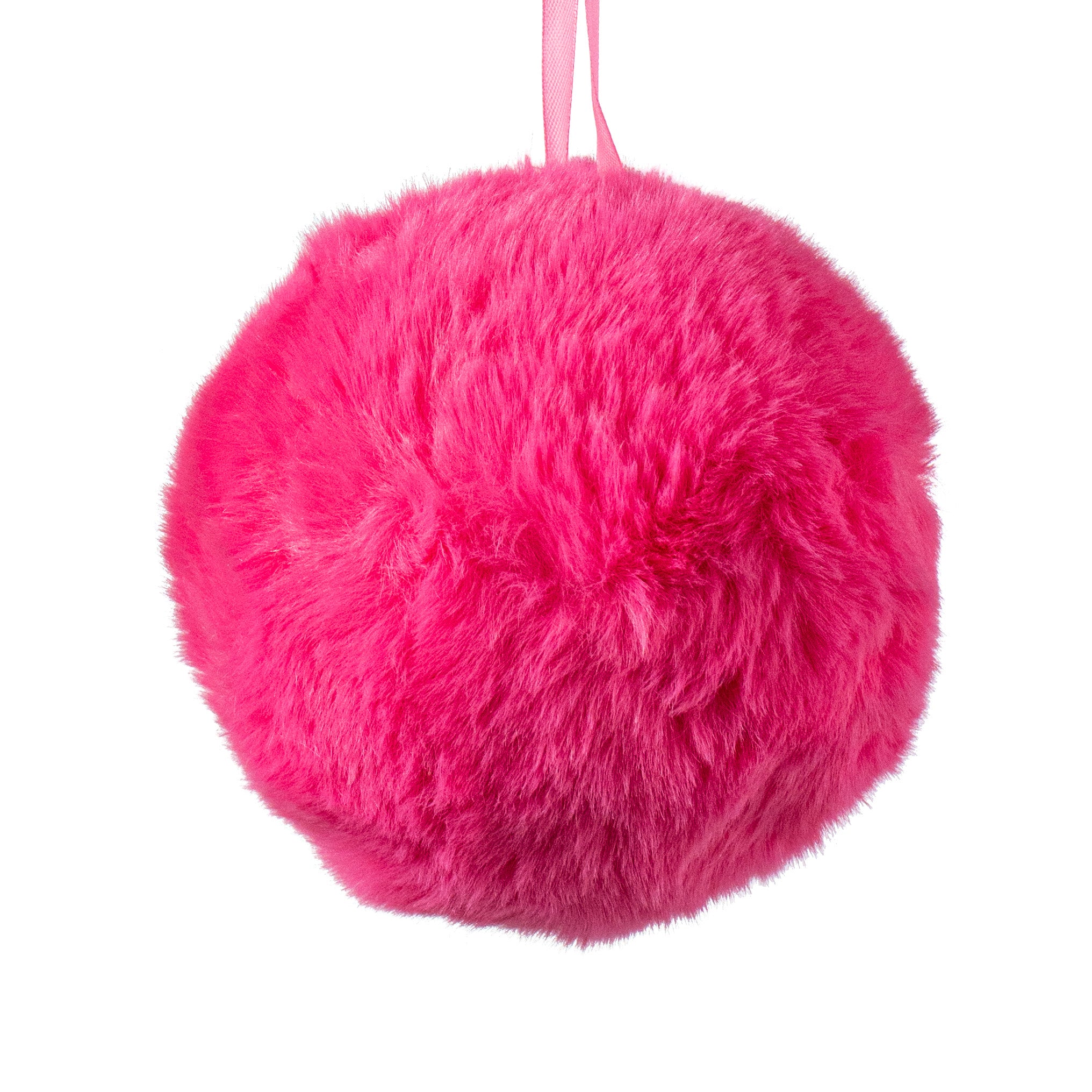 6" Faux Fur Ornament: Hot Pink