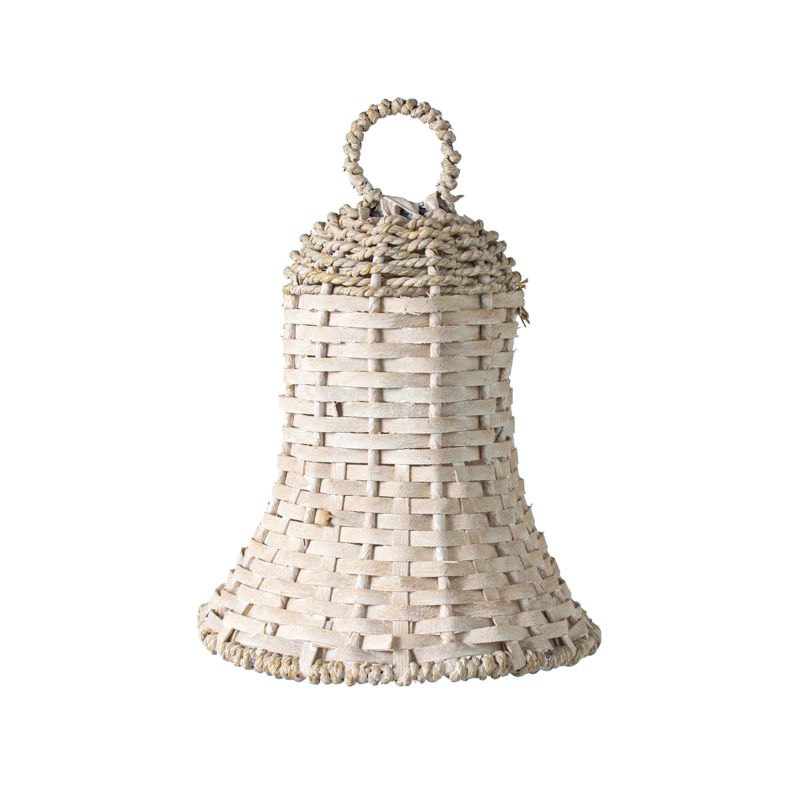 9" Rattan Liberty Bell: White