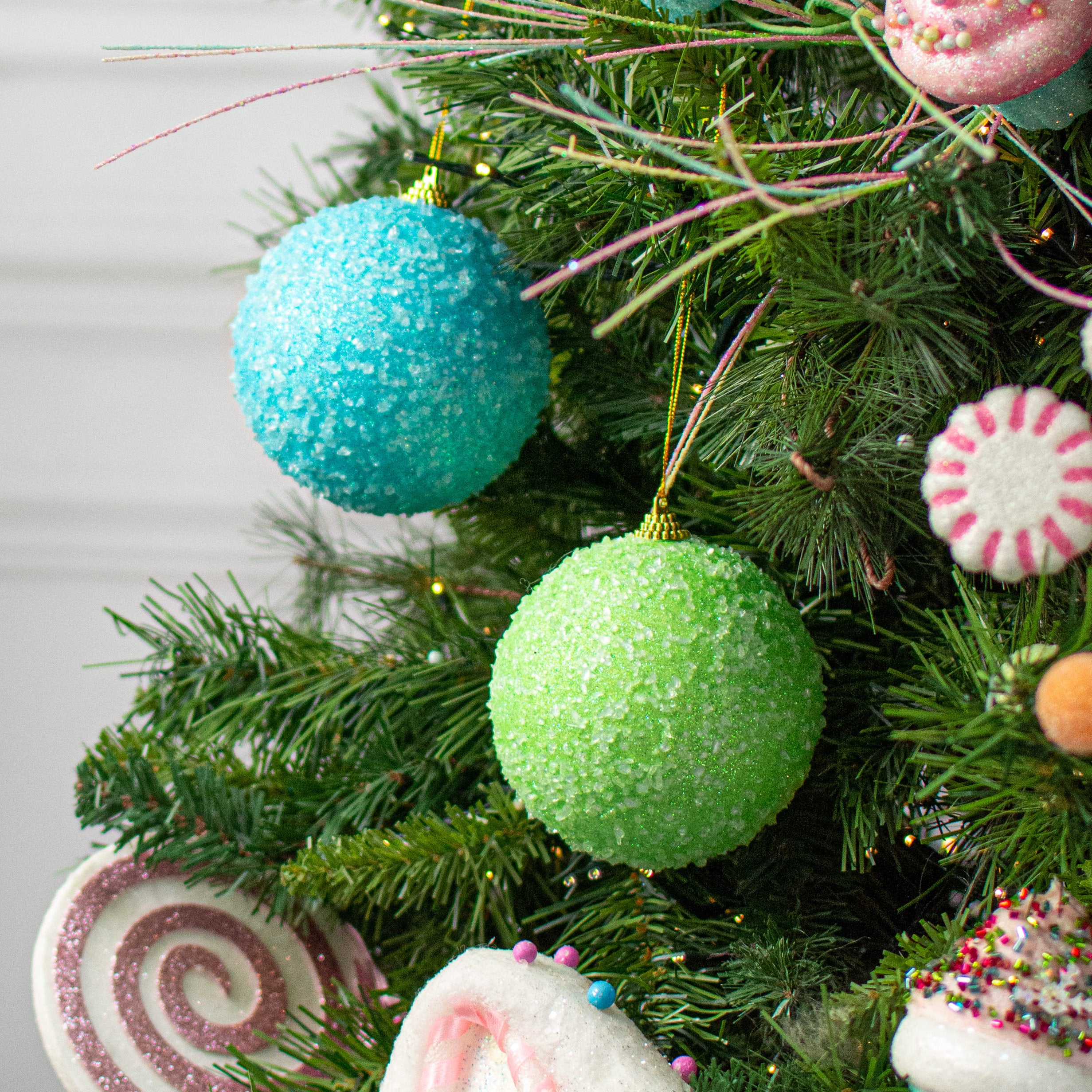 4" Icy Ball Ornament: Light Green