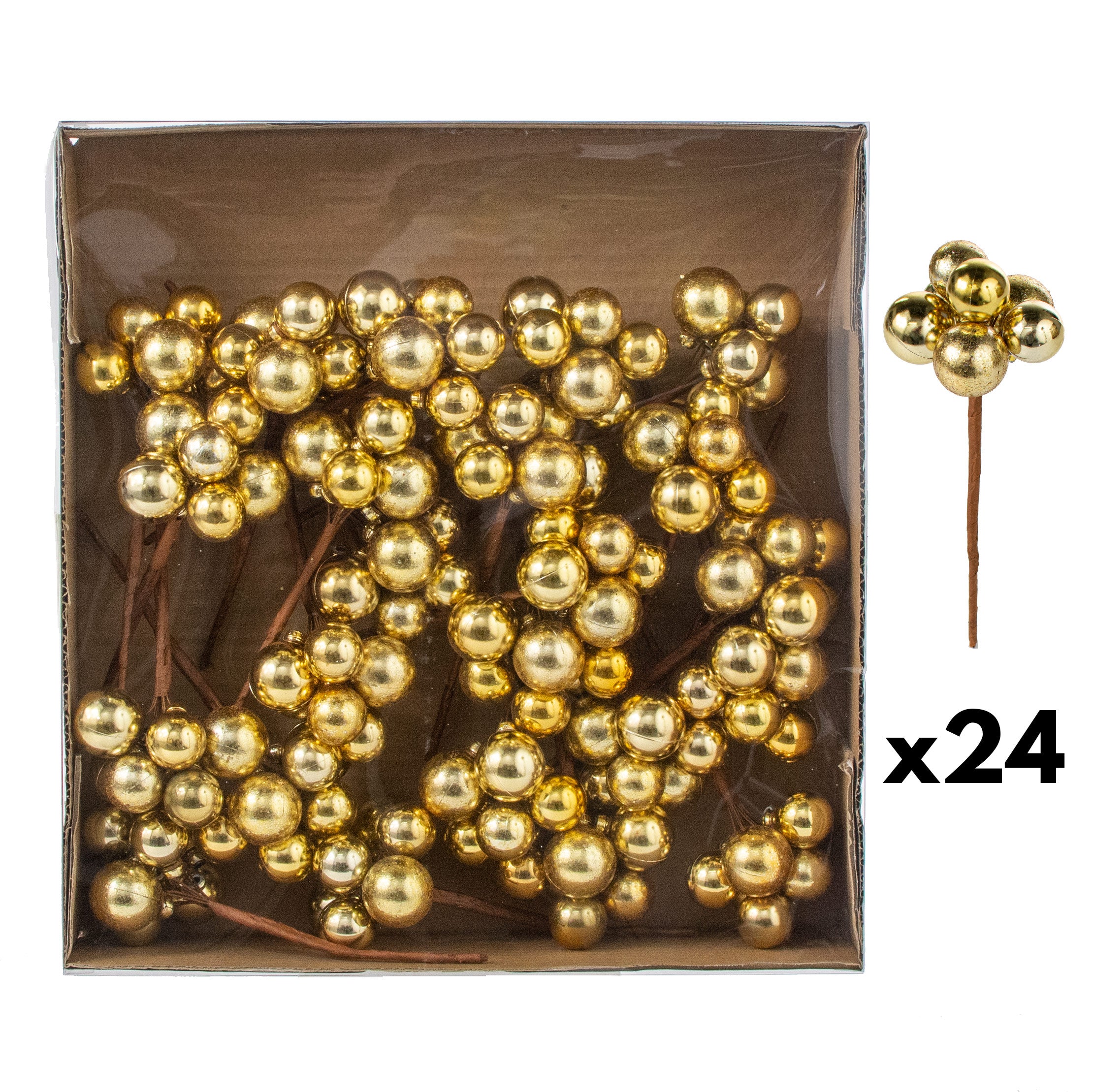 7" Cluster Plastic Ball Picks: Gold (24)