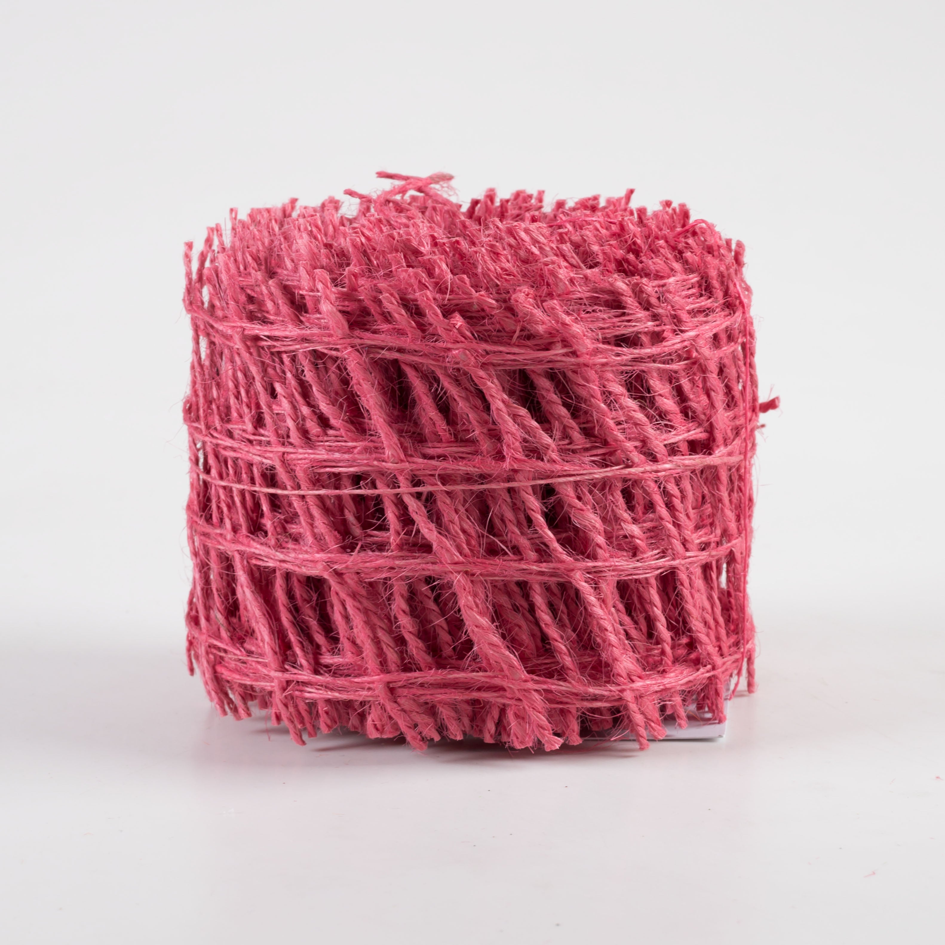 2.5" Jute Check Weave Ribbon: Hot Pink (10 Yards)