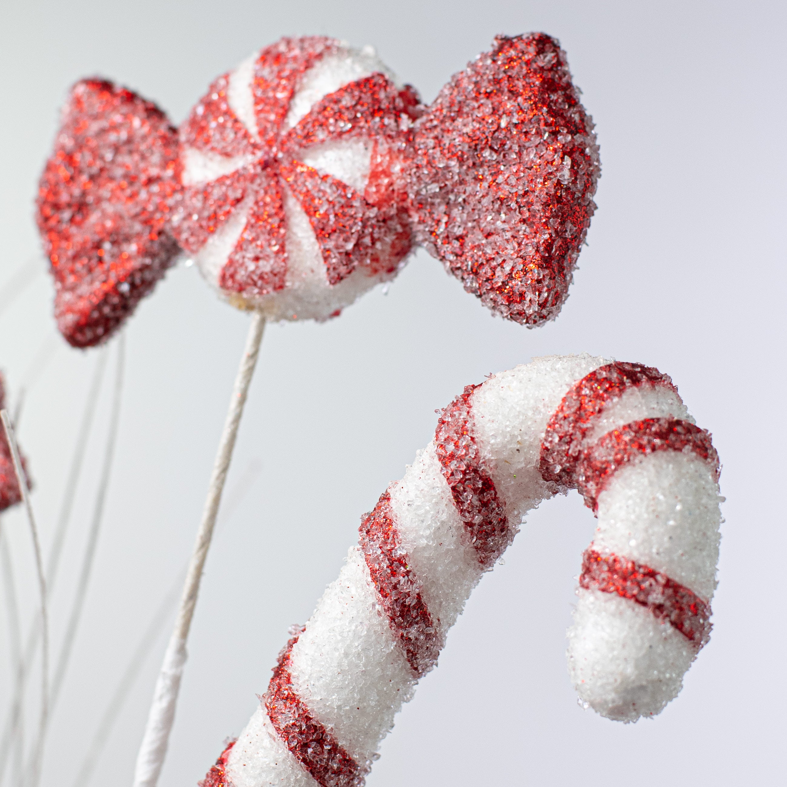 29" Iced Candy Cane & Peppermint Spray: Red & White