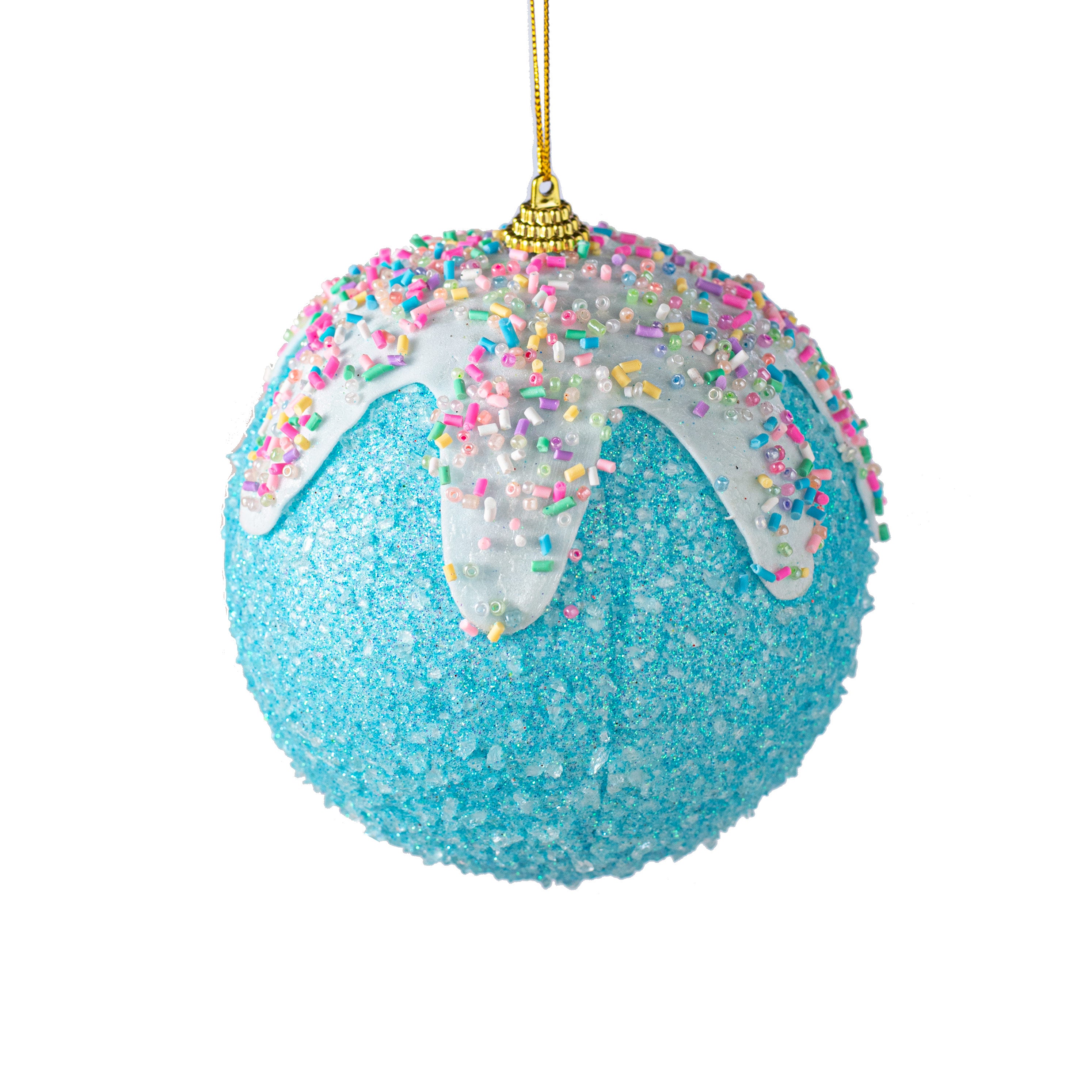 5" Sprinkles & Dipped Ball Ornament: Blue