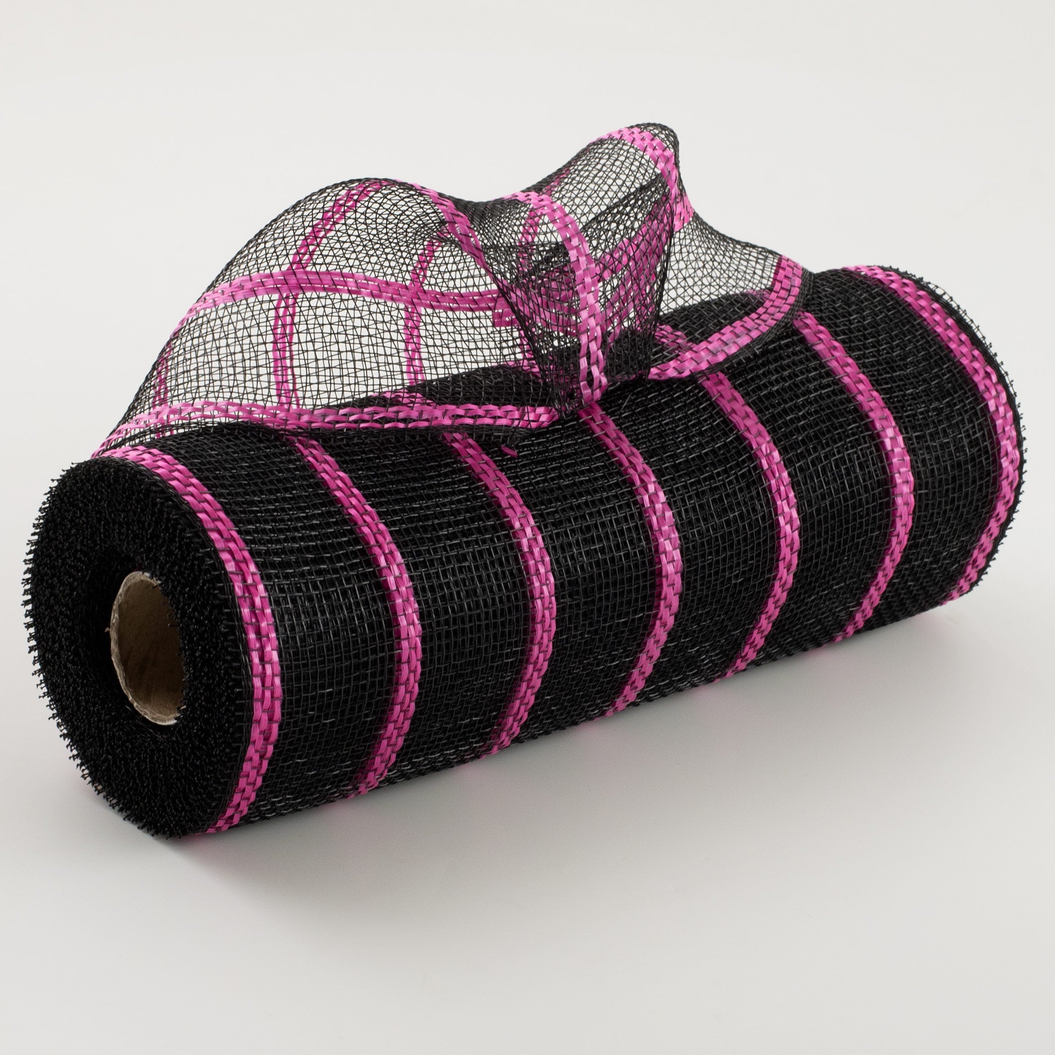 10" Vertical Wide Stripe Mesh: Black & Hot Pink