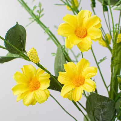 21" Spring Daisy Eucalyptus Spray: Yellow & Green