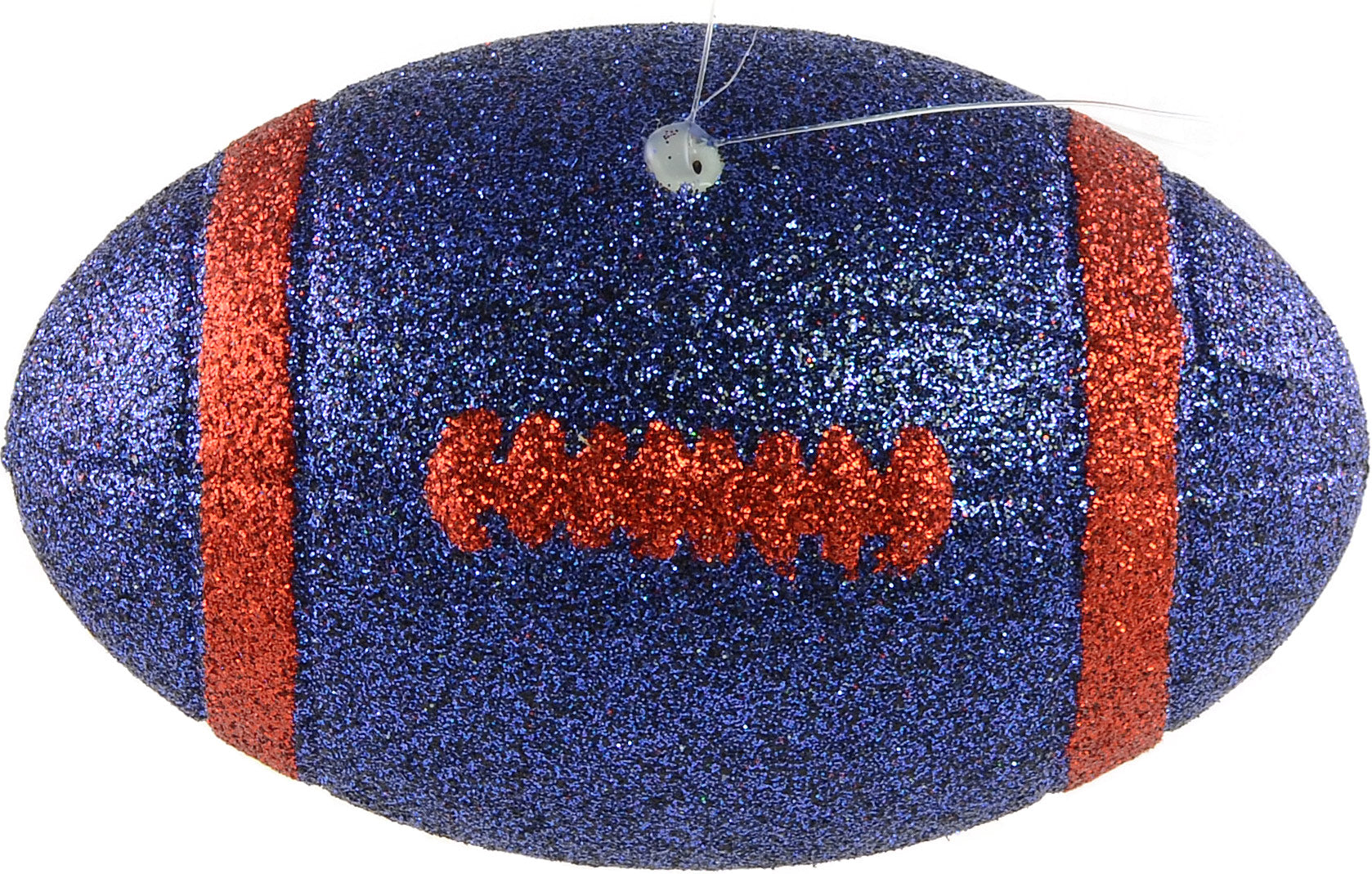 Glitter Football Ornament Assortment: Red & Navy Blue (Set of 3)