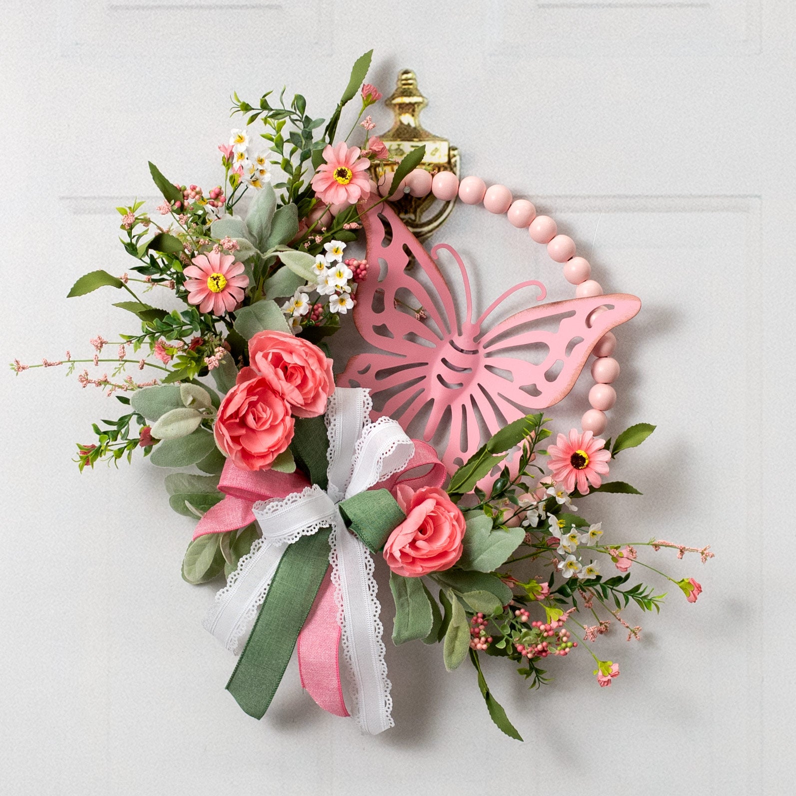 13" Wood Bead Wreath: Quartz Pink
