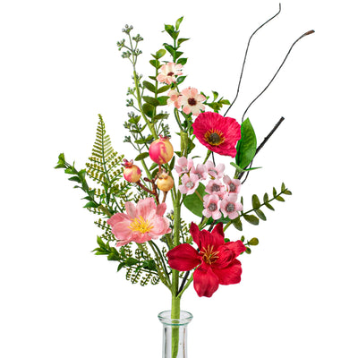 16" Mixed Wild Flower Spray: Pink & Fuchsia
