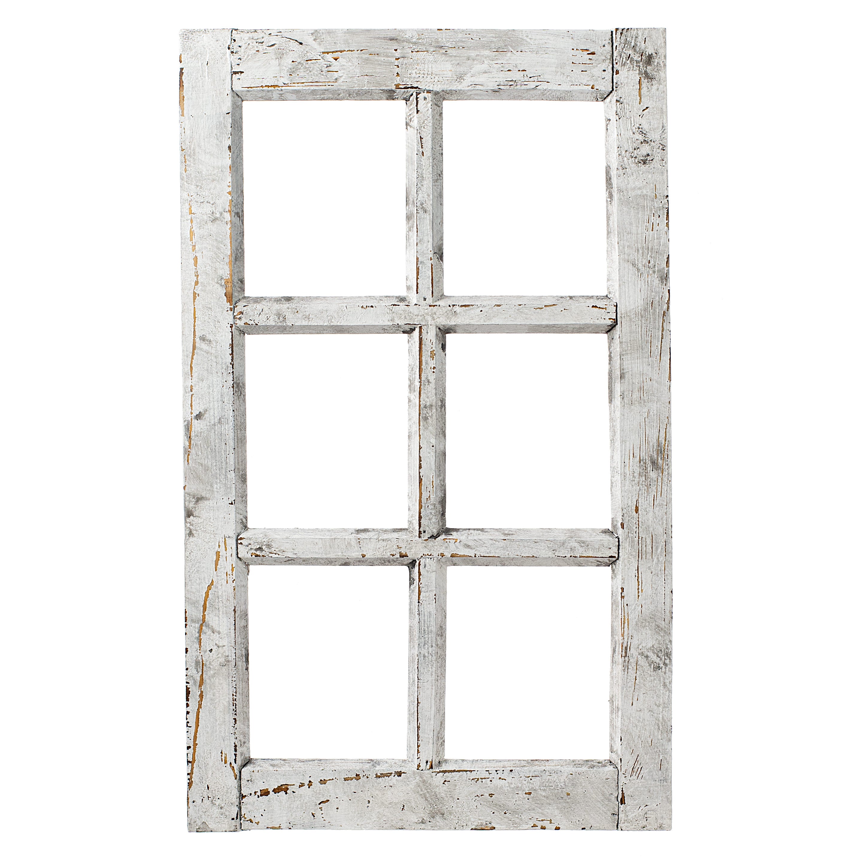 20" Decorative Wood Window: Antique Grey
