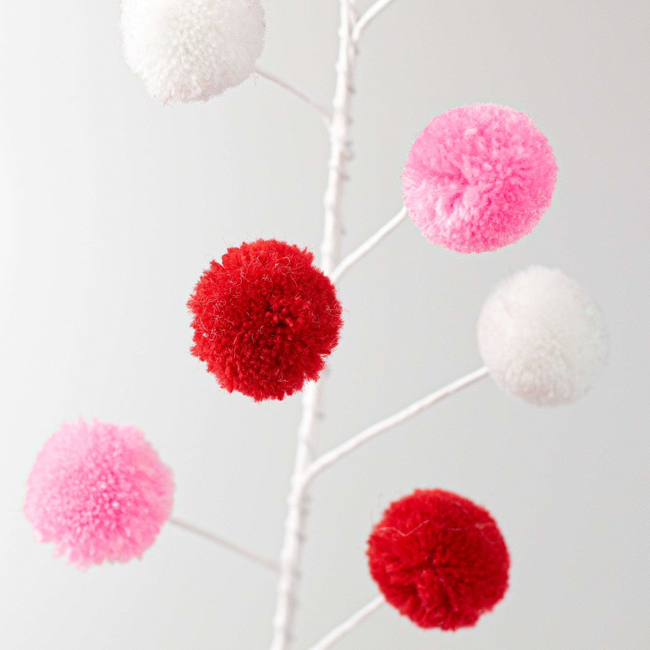 5' 3-Color Pom Pom Wire Garland: Red, White, Pink