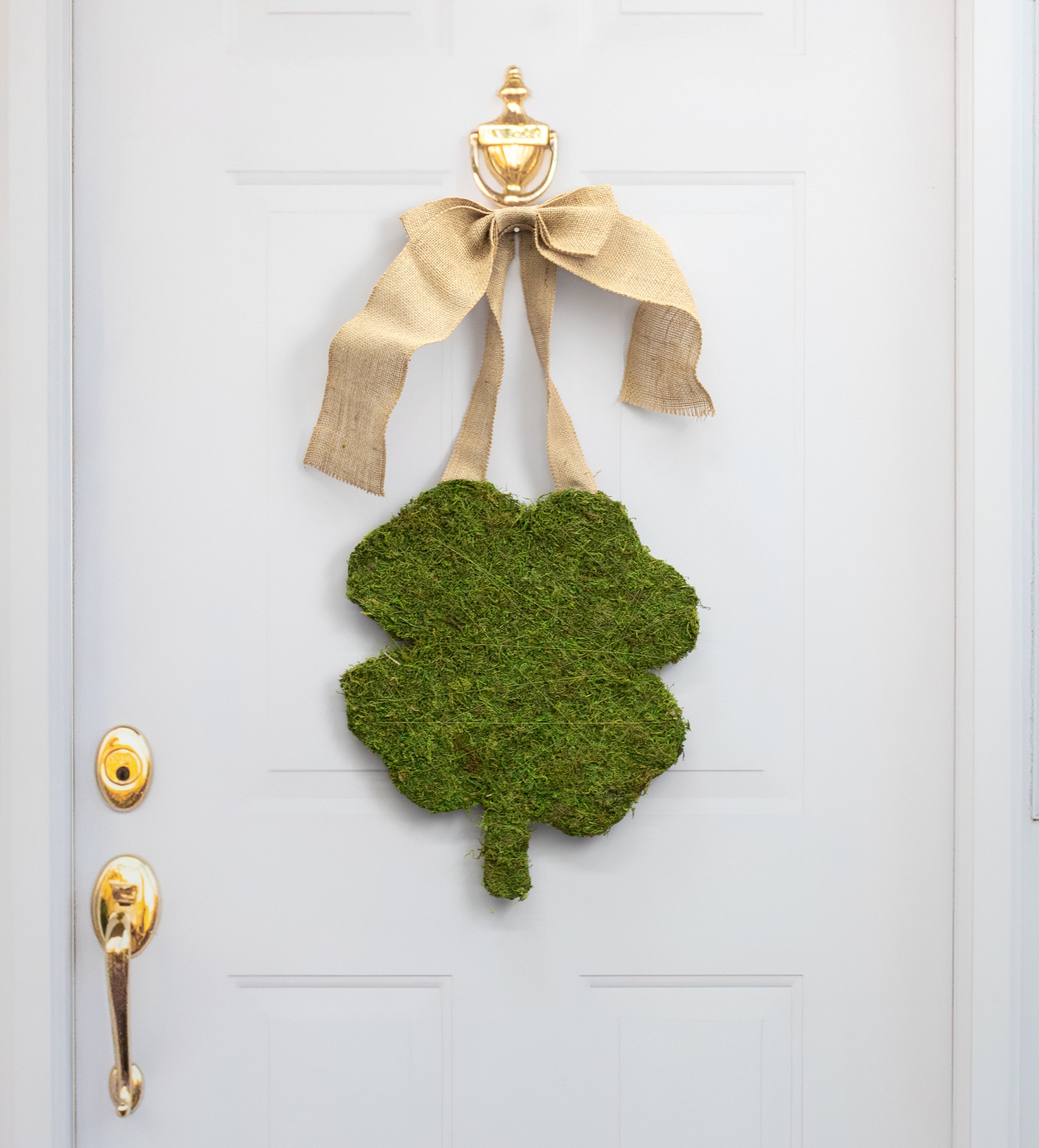 16" Moss Shamrock Clover Door Hanger