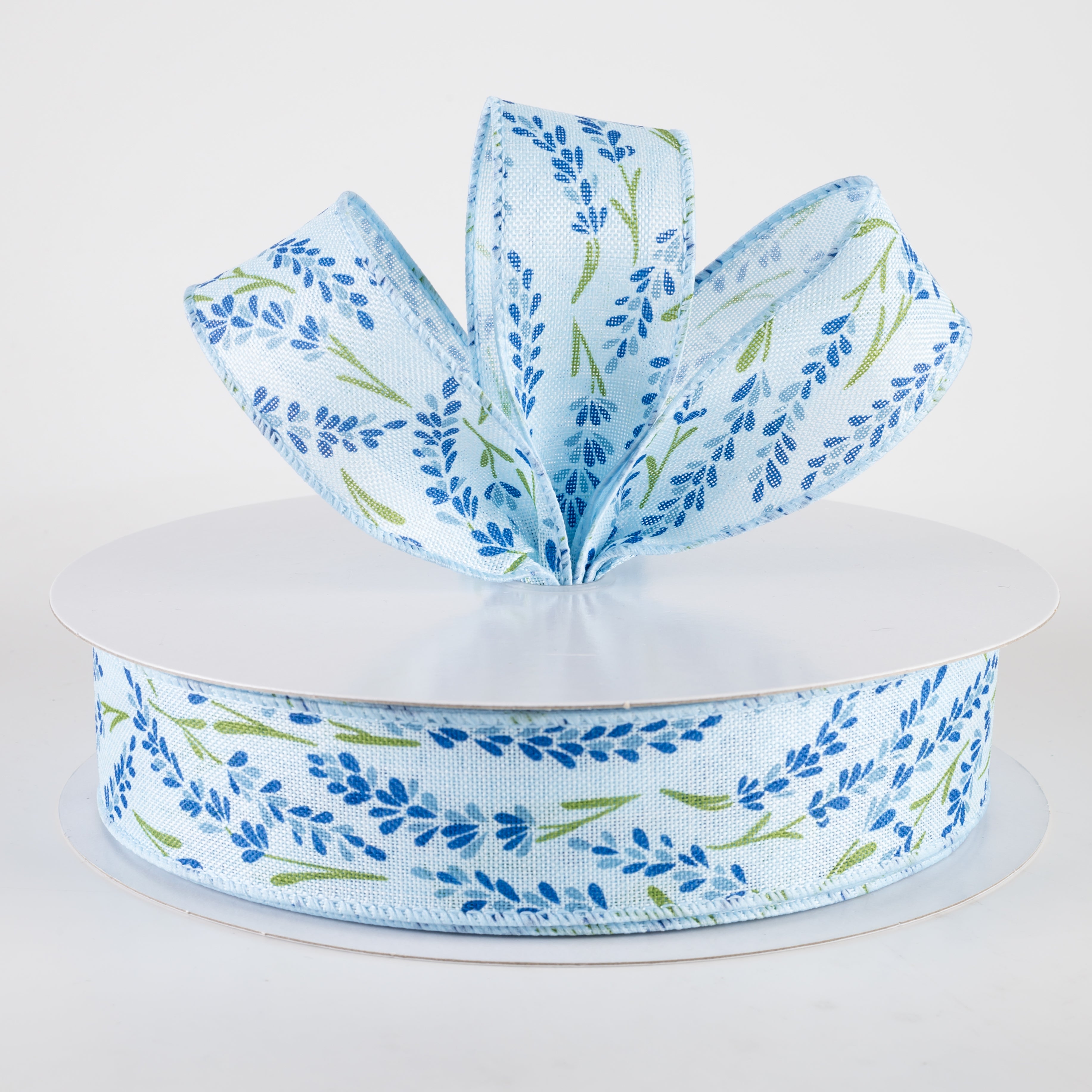 1.5" Hyacinth Linen Ribbon: Light Blue, Navy, Dusty Blue (50 Yards)