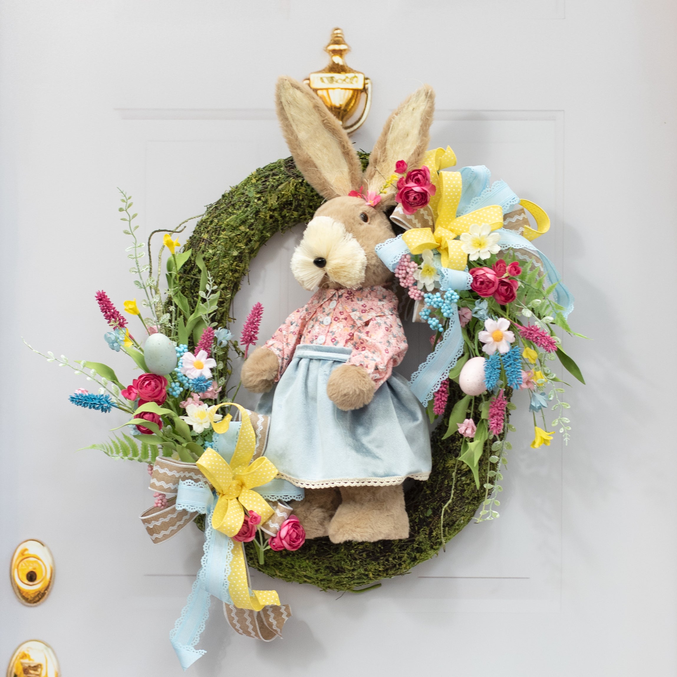 23" Sisal & Fur Floral Print Girl Bunny