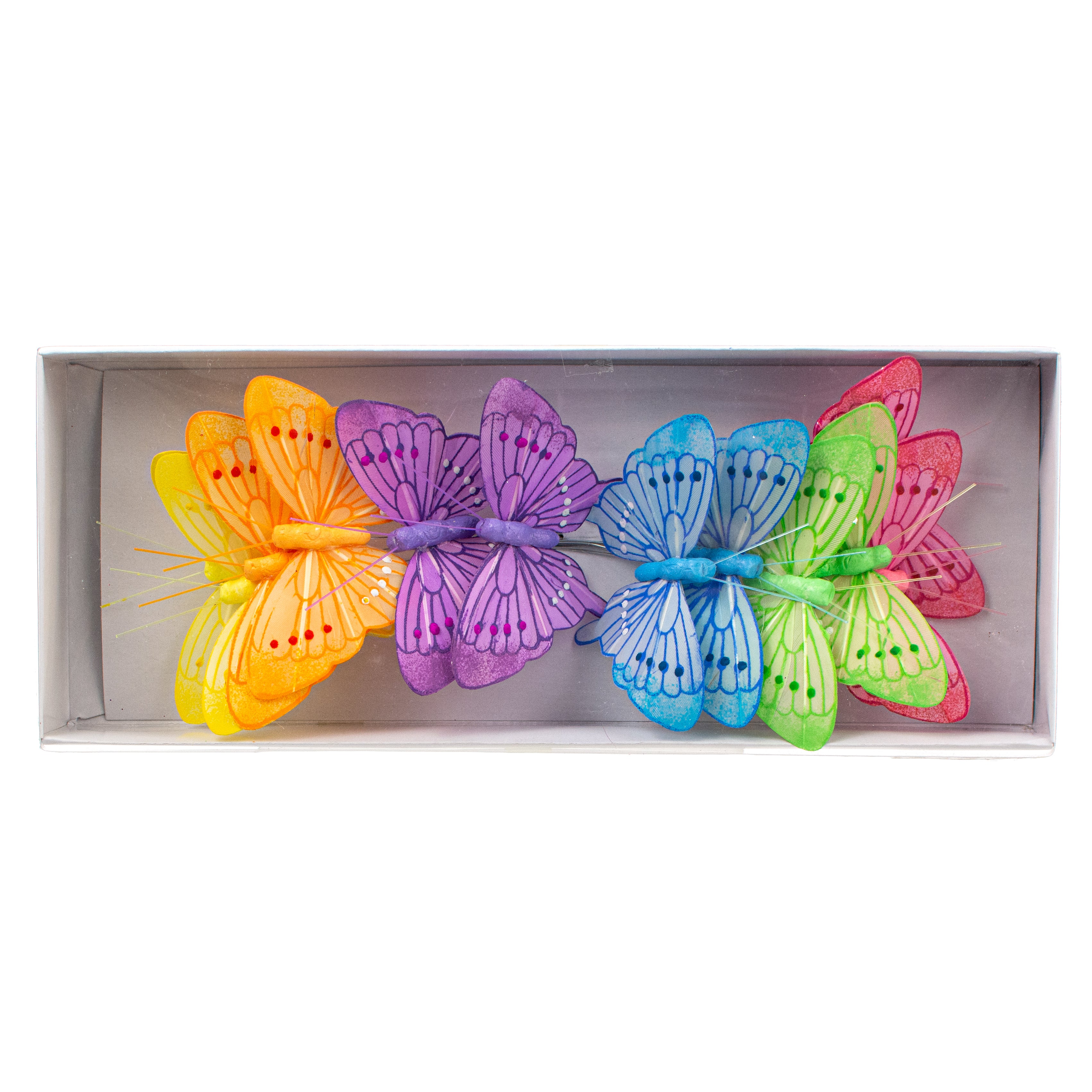 3.25" Feather Butterfly Wired Ornaments (Set of 12)