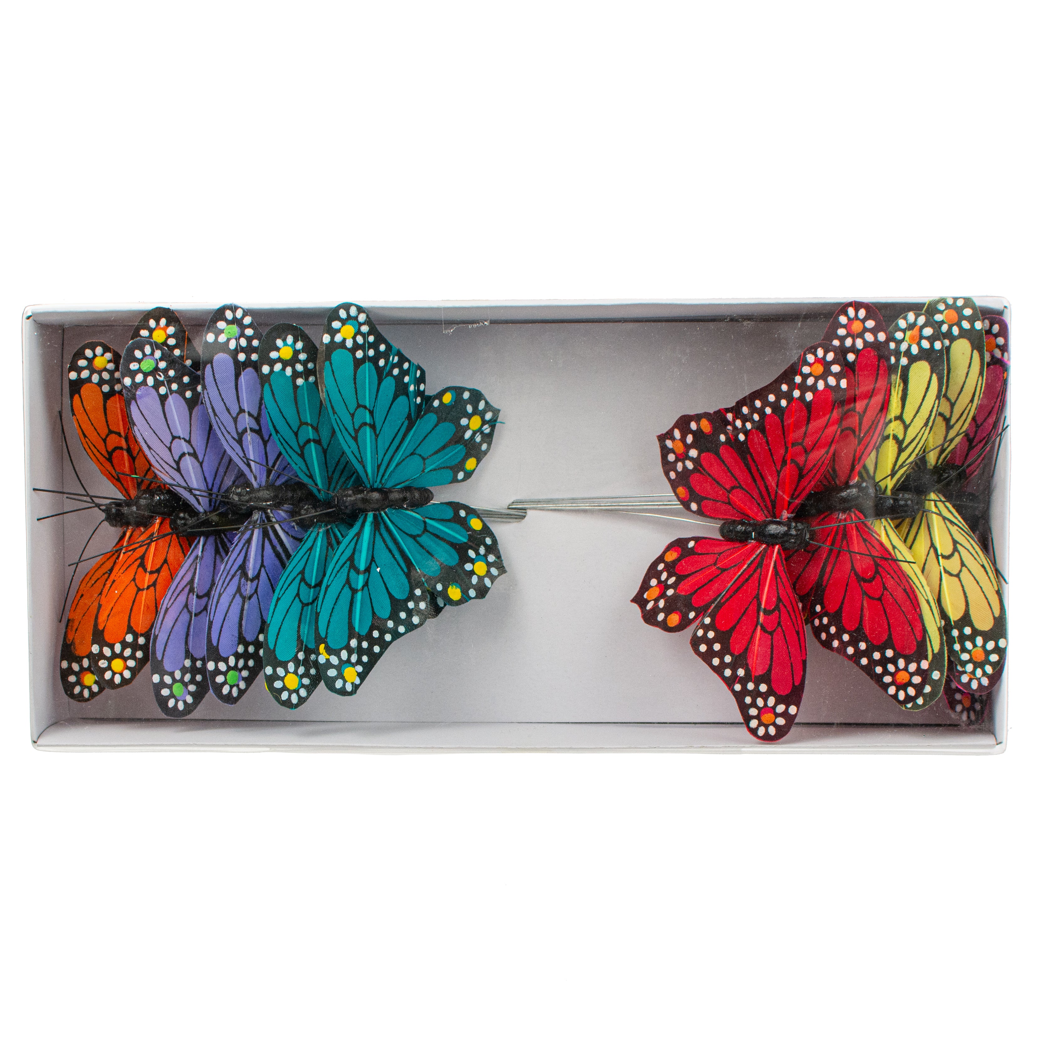 4" Flower Pattern Butterfly Wired Ornaments (Set of 12)