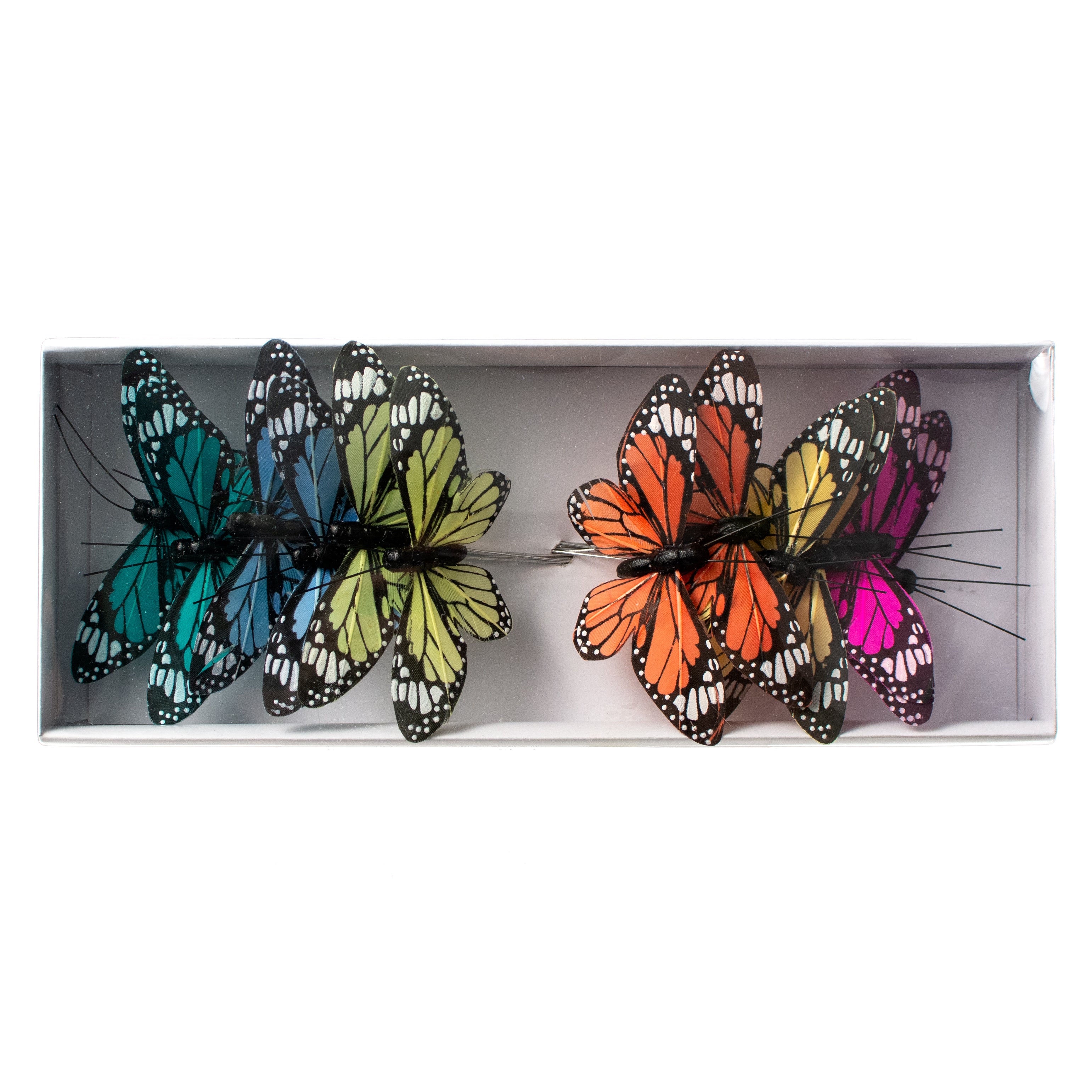 3.75" Feather Butterfly Wired Ornaments (Set of 12)