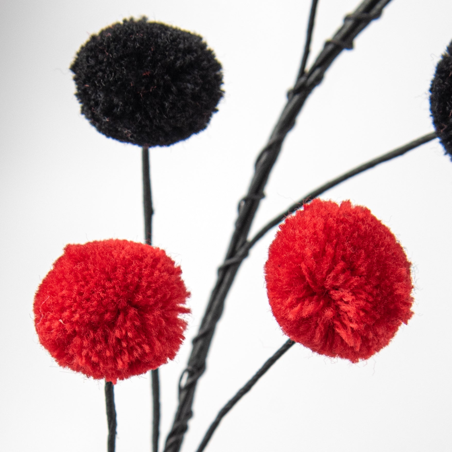 5' 2-Color Pom Pom Wire Garland: Red & Black