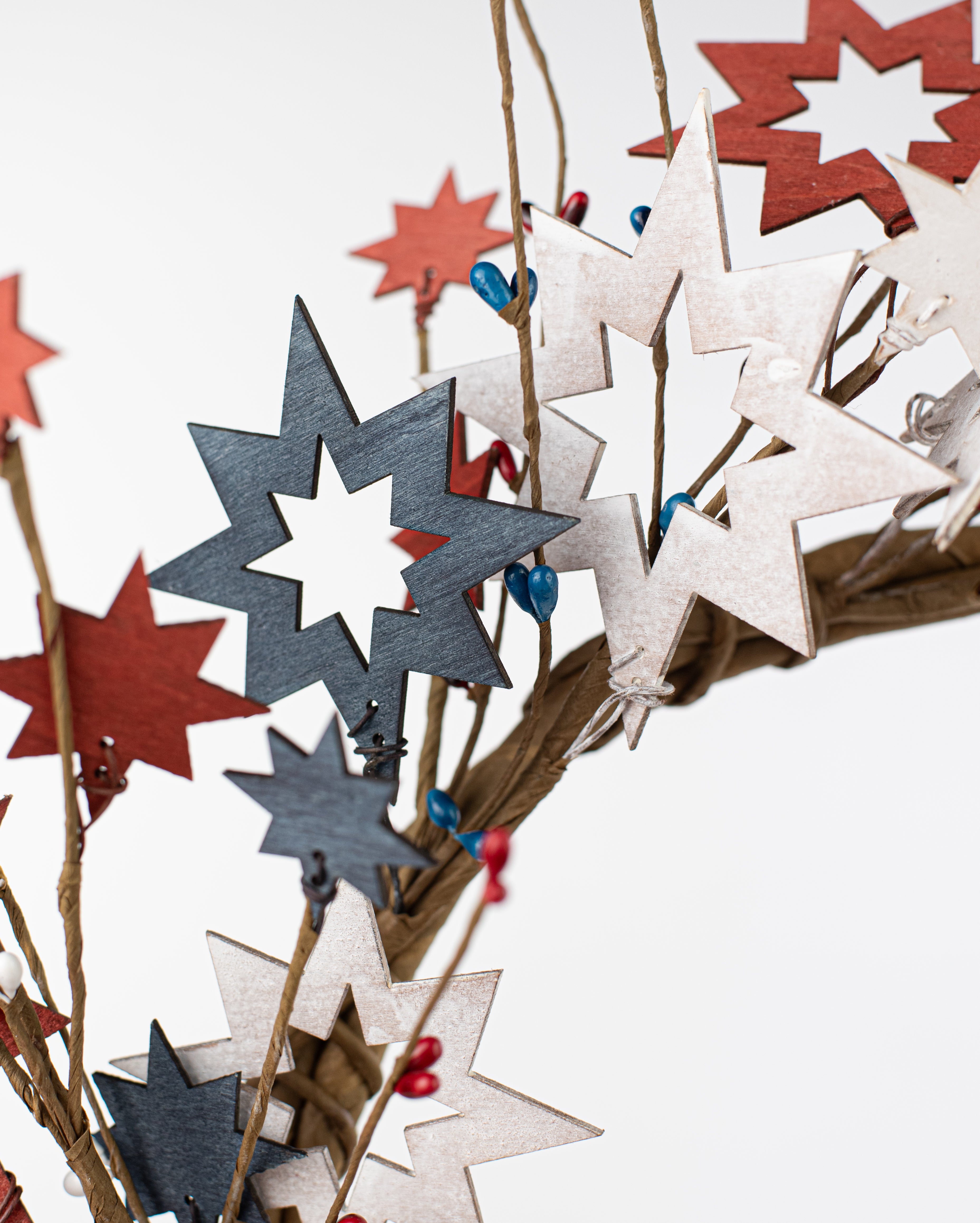 22" Fourth of July Wooden Cutout Star Wreath