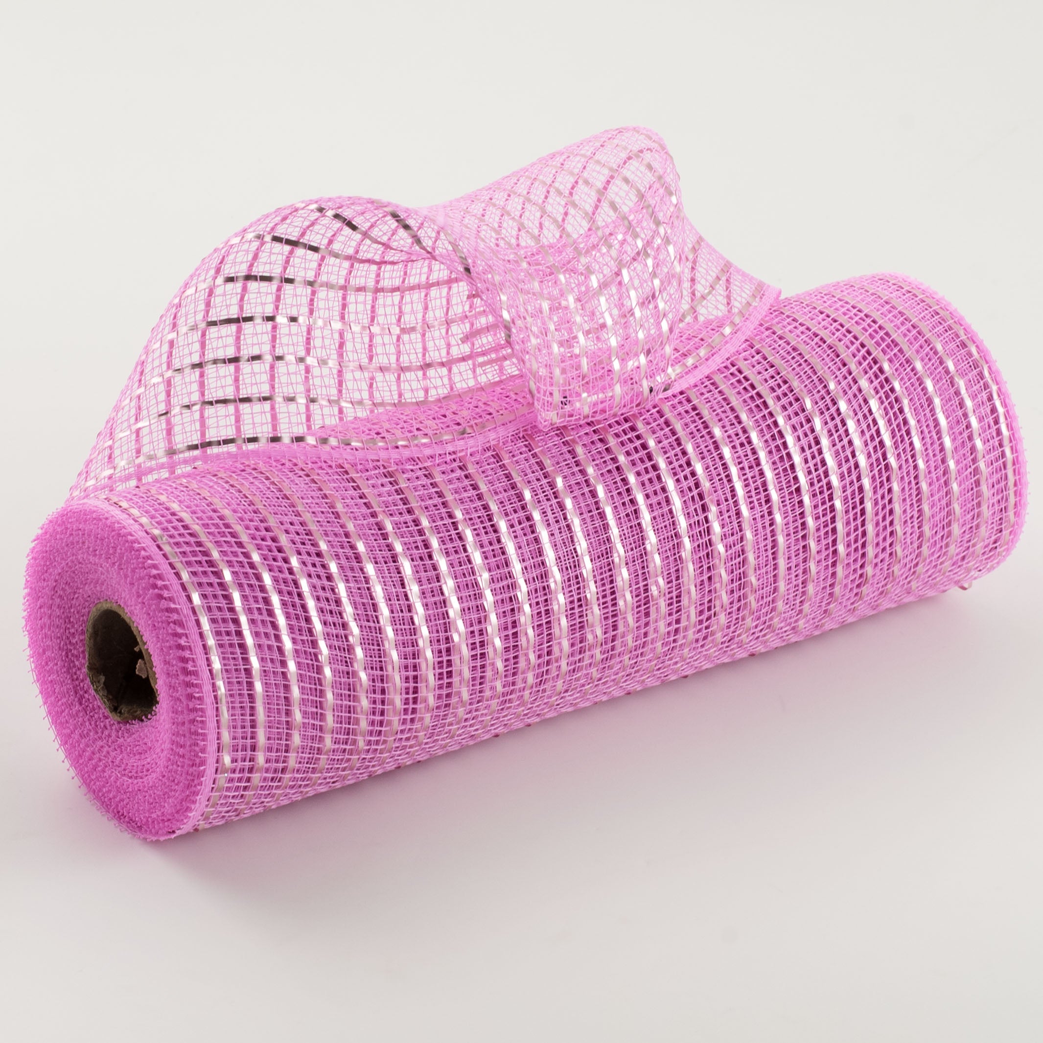 10" Poly Deco Mesh: Matte Pink Wide Foil