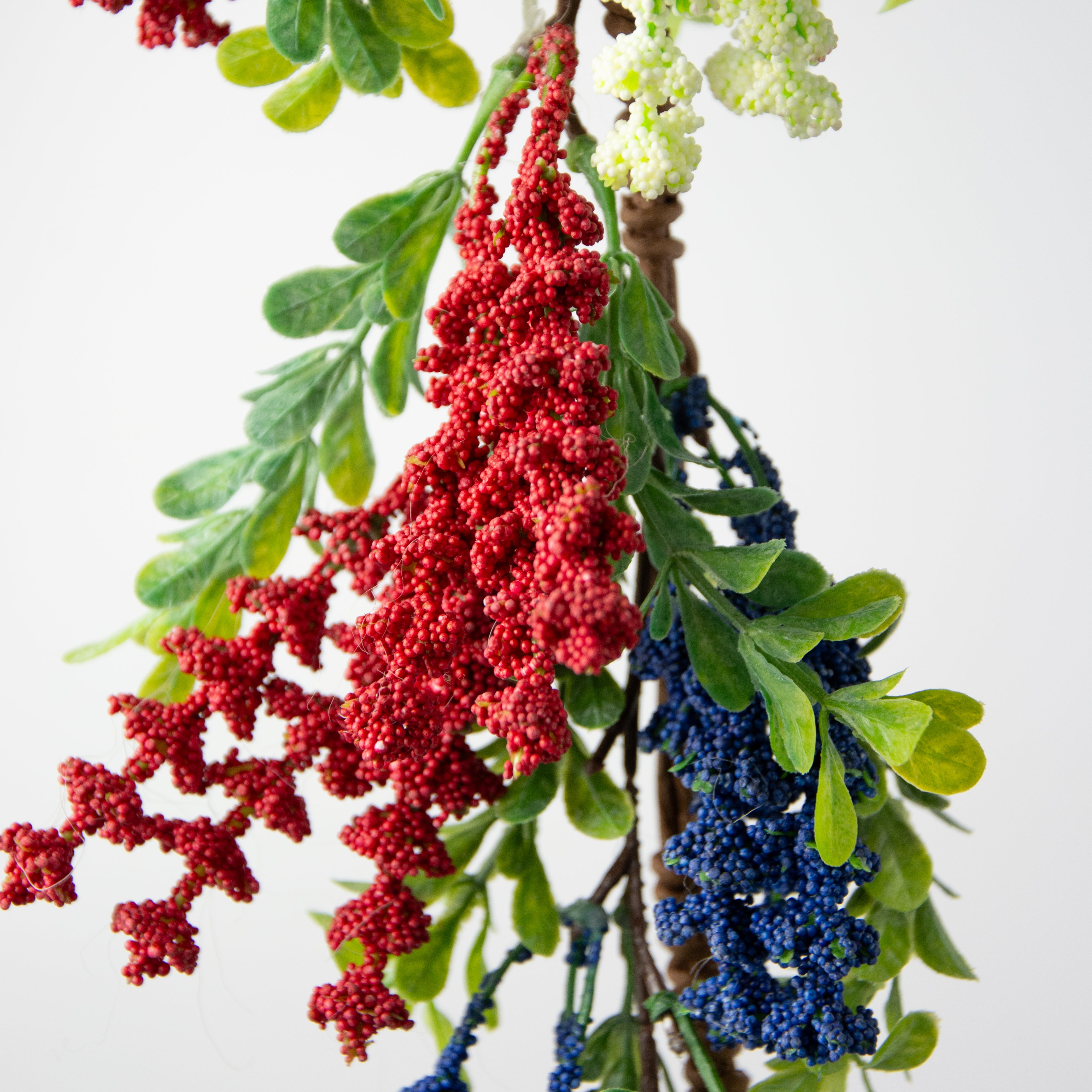 4' Heather with Boxwood Garland: Red, White, Blue