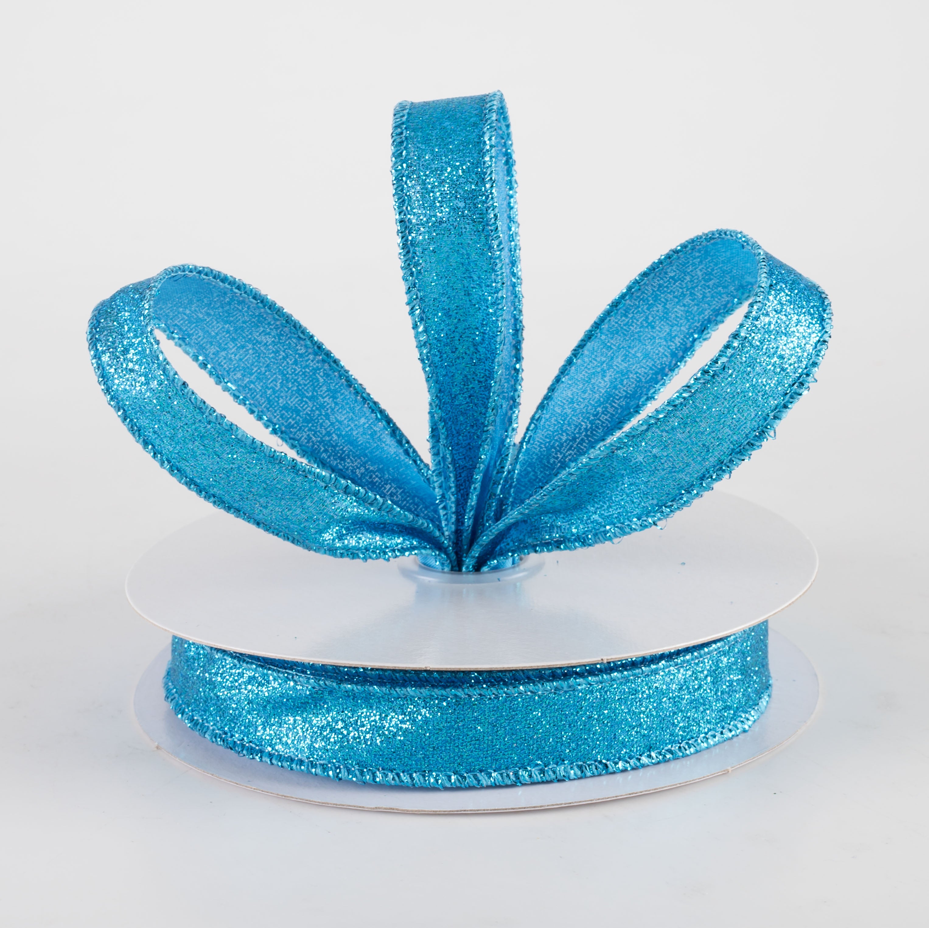 5/8" Shimmer Glitter Ribbon: Turquoise Blue (10 Yards)