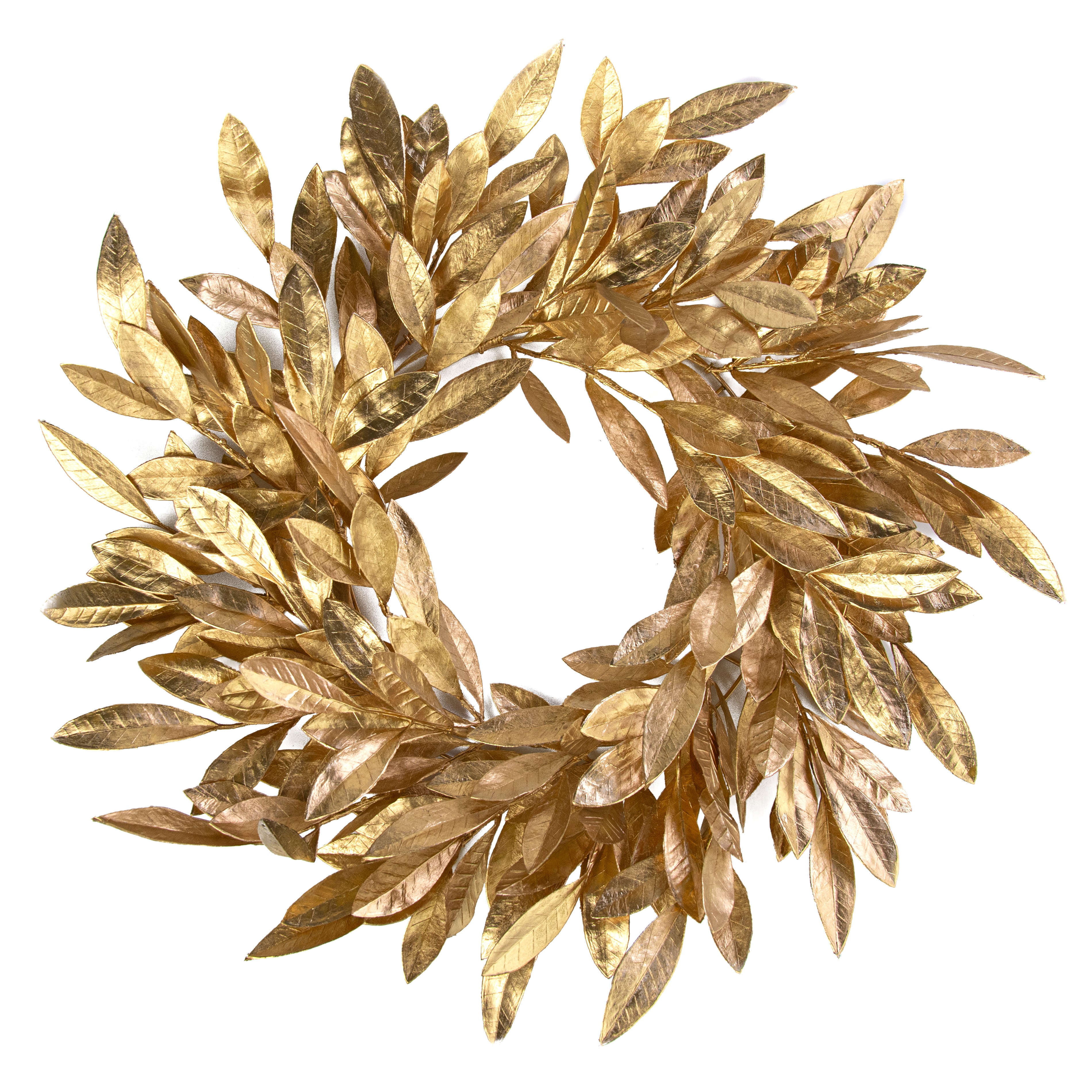 24" Metallic Bay Leaf Wreath: Gold