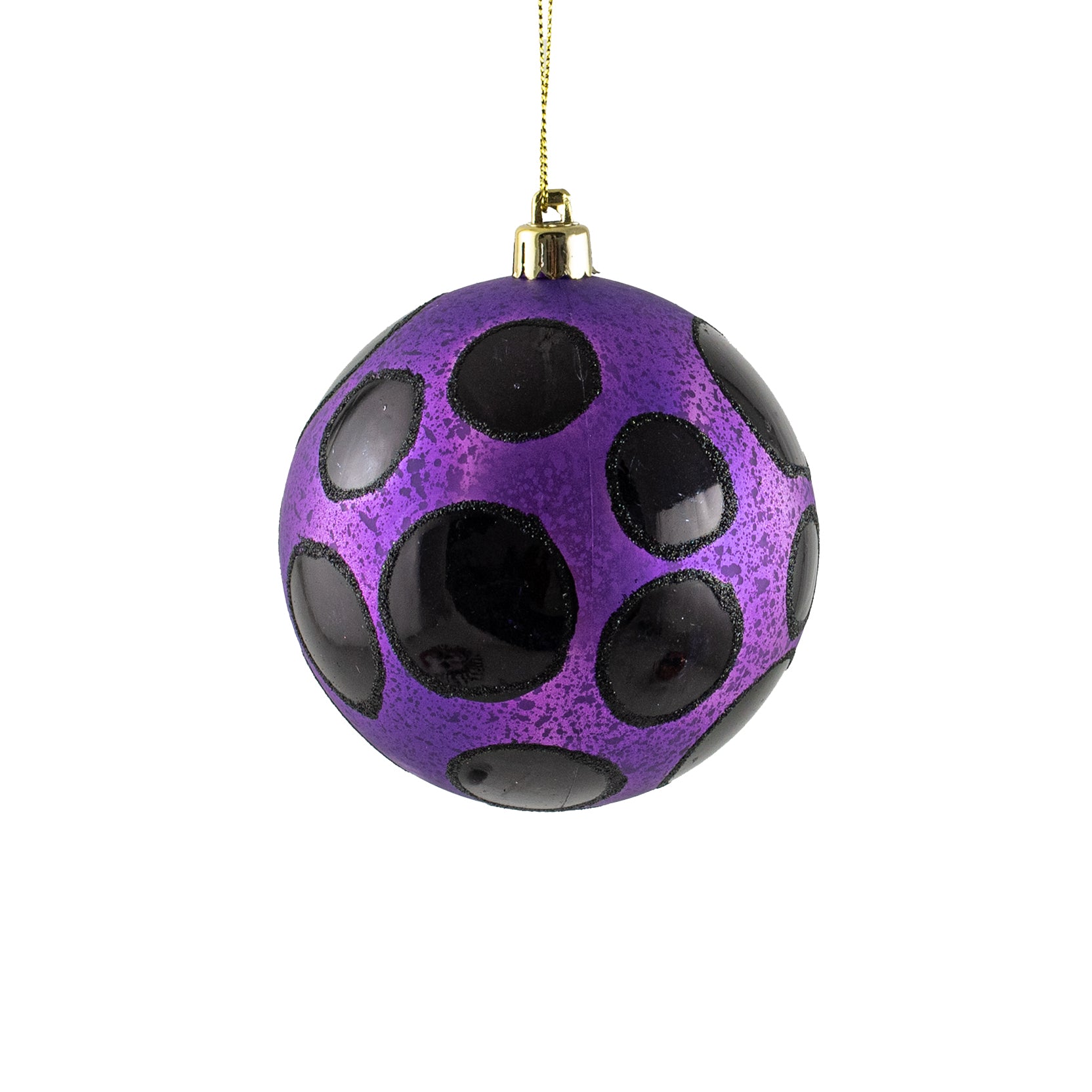 100mm Antiqued Dots Ornament: Purple & Black