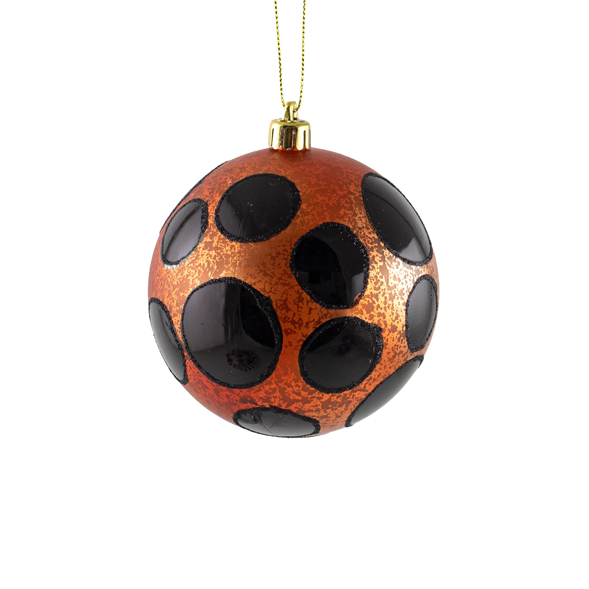 100mm Antiqued Dots Ornament: Orange & Black