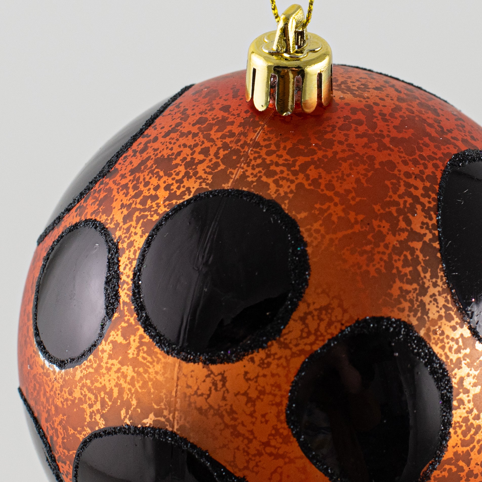 100mm Antiqued Dots Ornament: Orange & Black