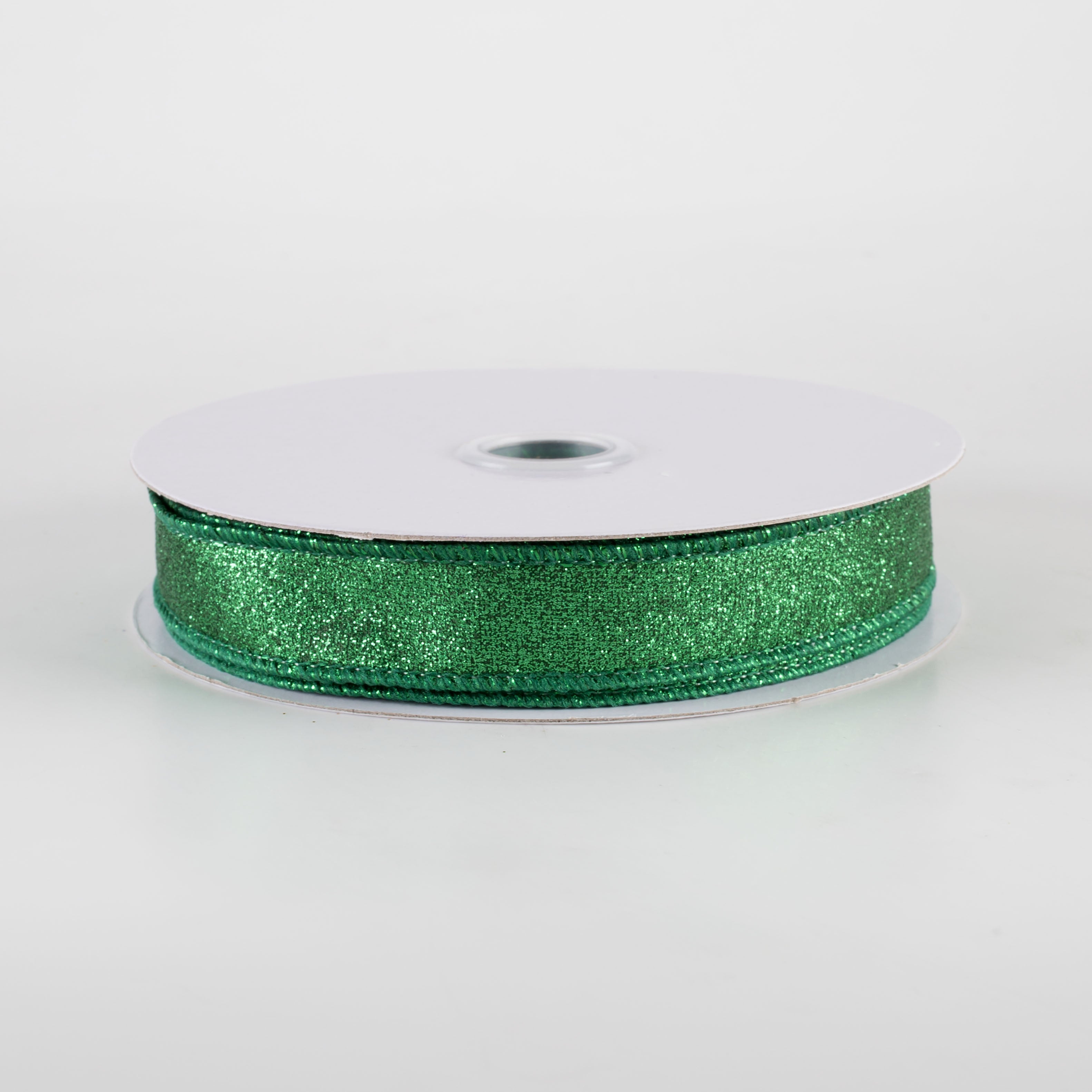 5/8" Shimmer Glitter Ribbon: Emerald Green (10 Yards)