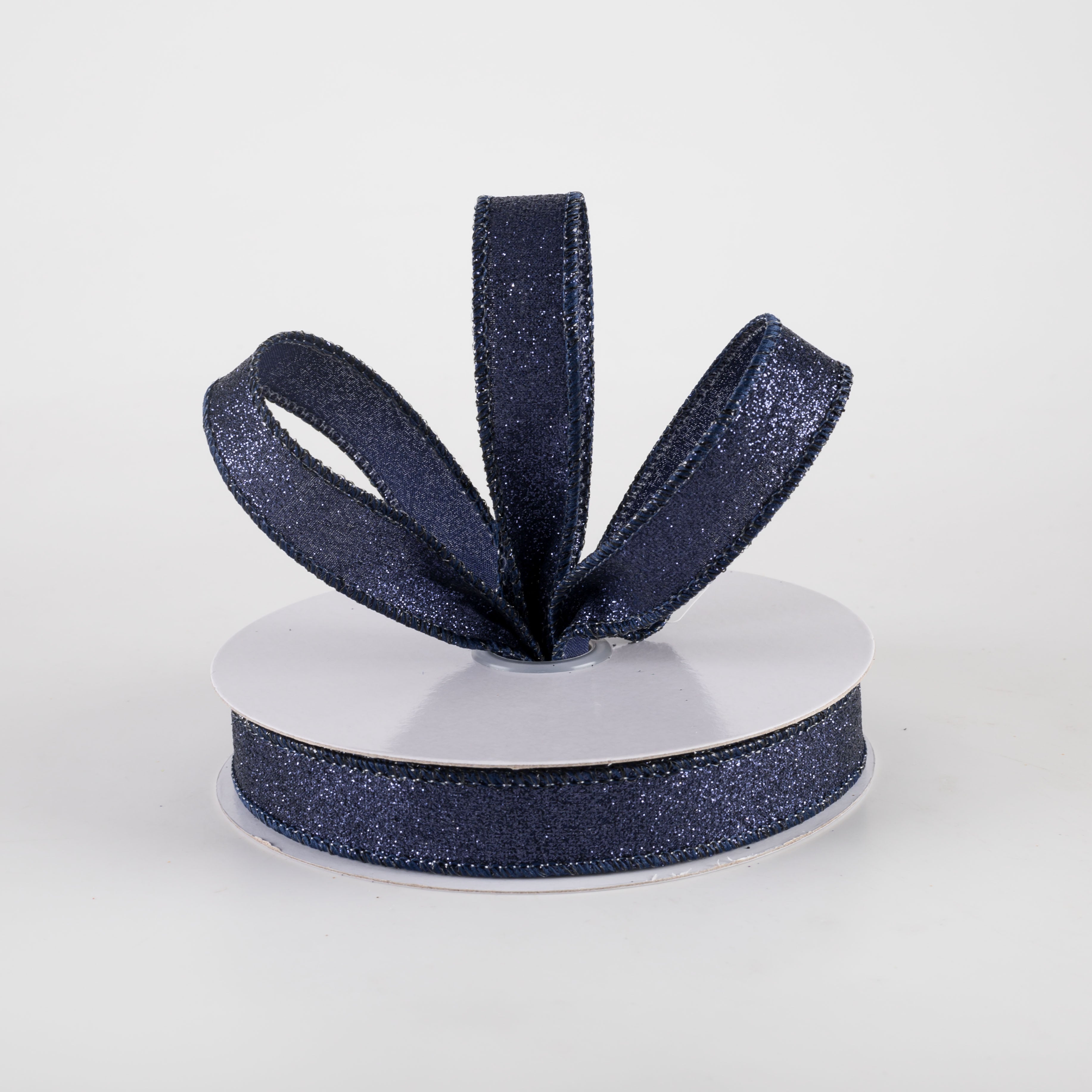 5/8" Shimmer Glitter Ribbon: Navy Blue (10 Yards)