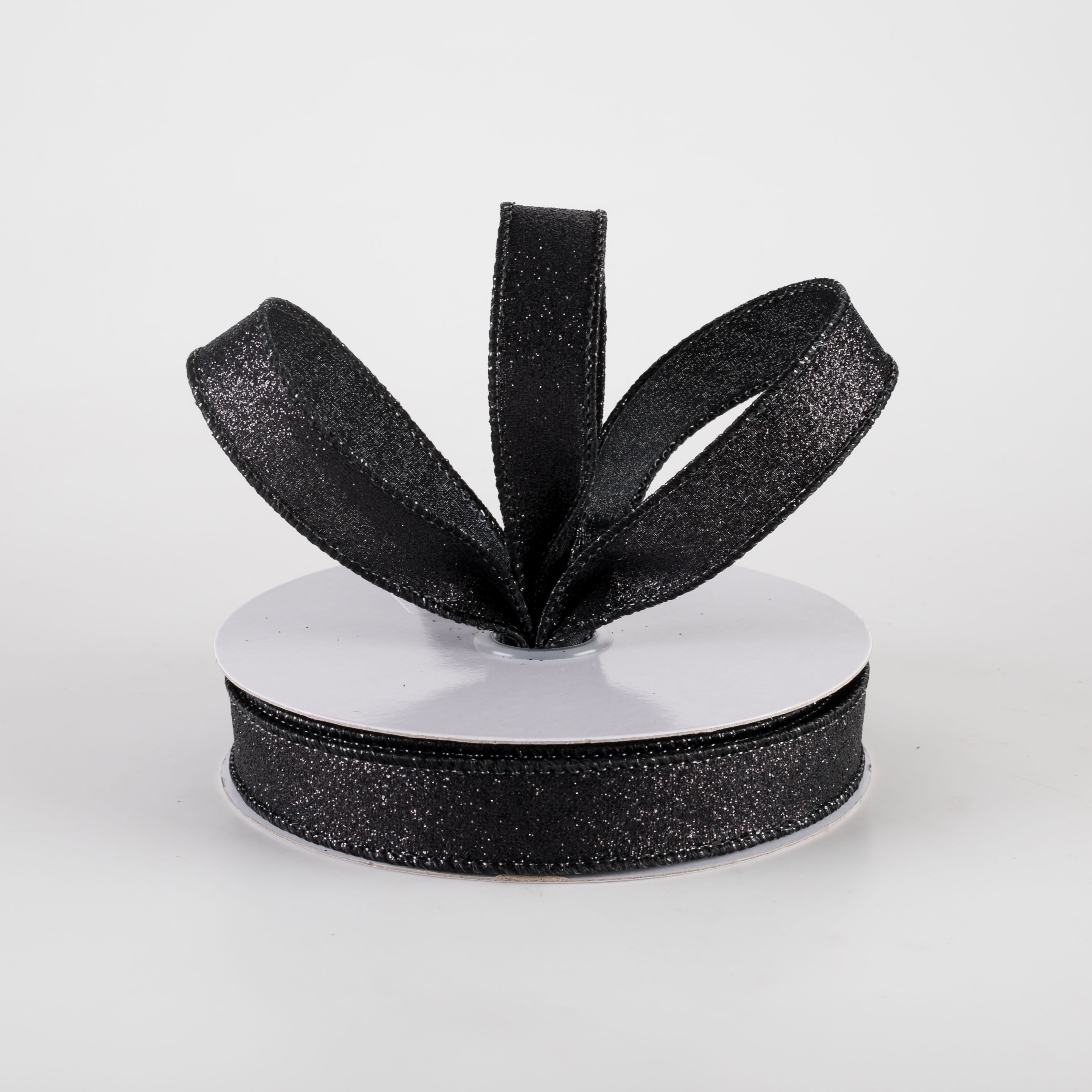 5/8" Shimmer Glitter Ribbon: Black (10 Yards)