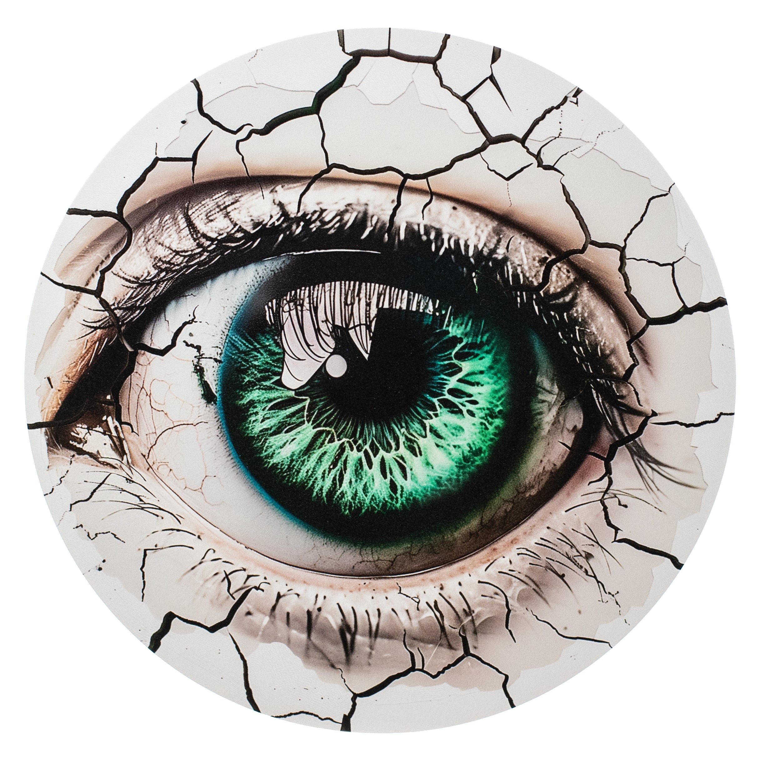 10.5" Round Waterproof Sign: Crackle Texture Doll Eye