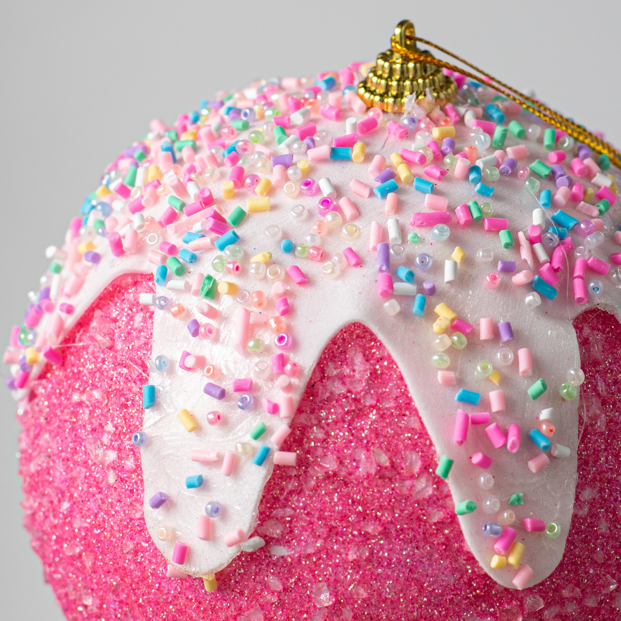 5" Sprinkles & Dipped Ball Ornament: Fuchsia Pink