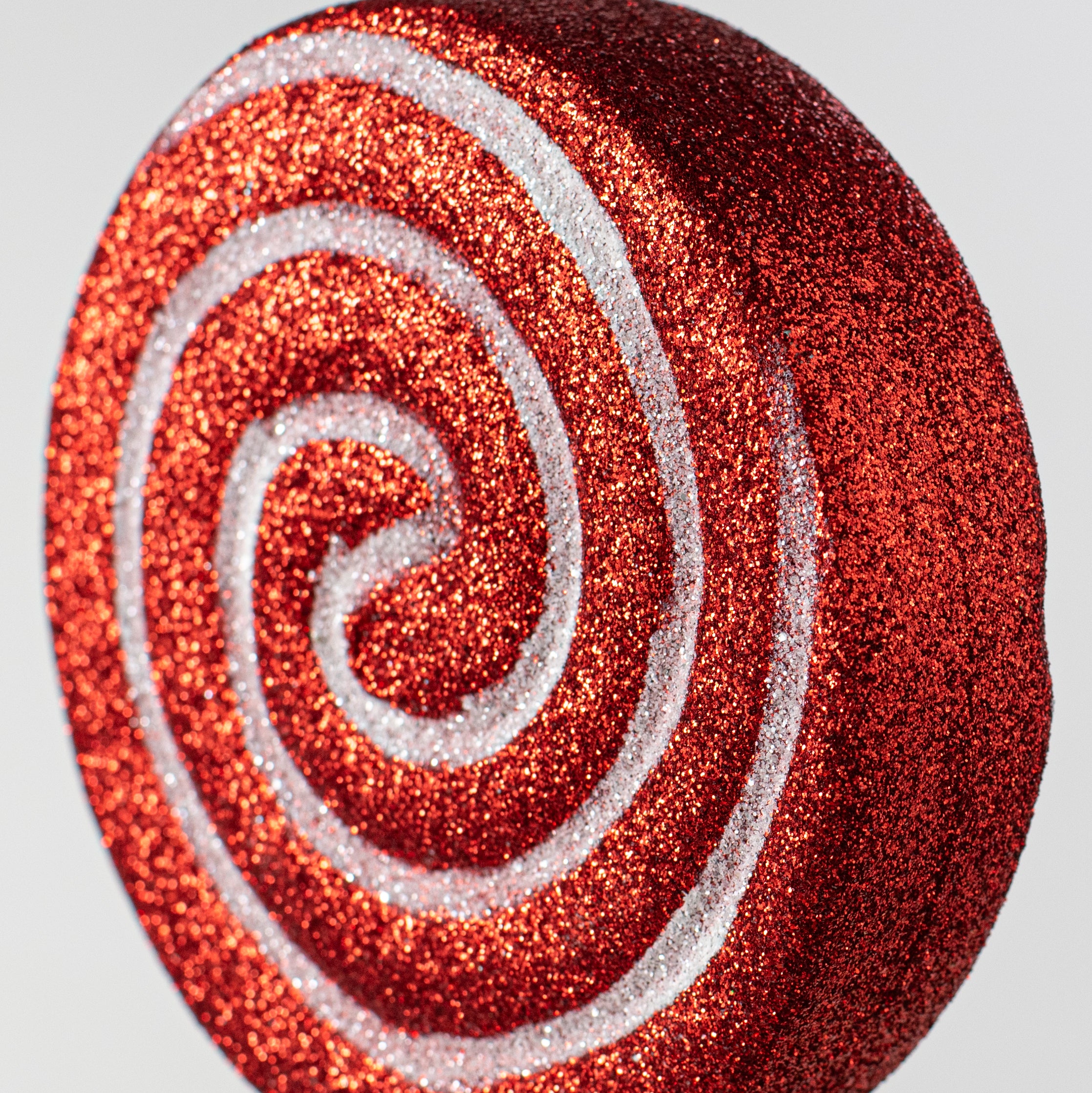 14" Glitter Lollipop Peppermint Pick: Red & White