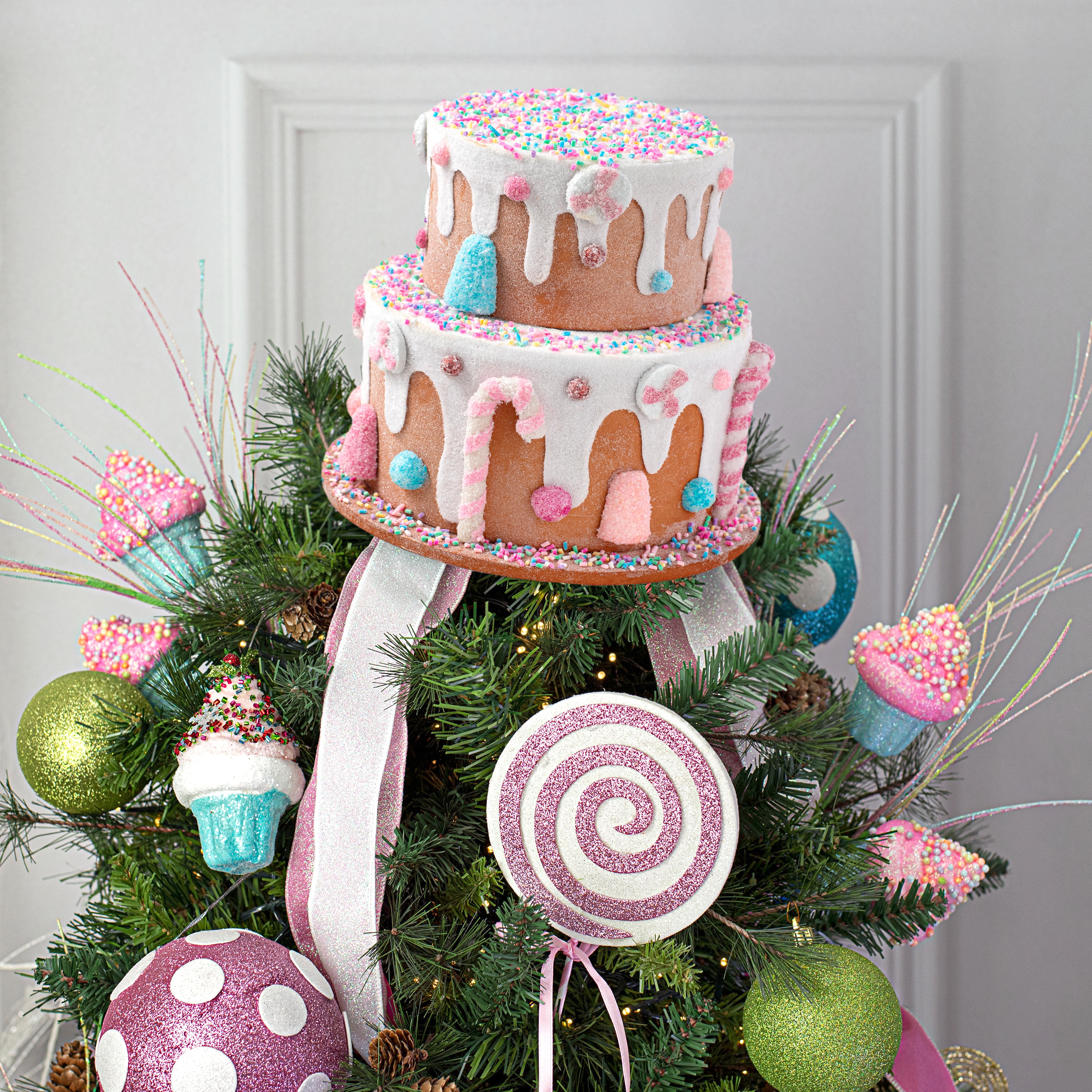 9" 2-Tier Christmas Candy Cake Decoration