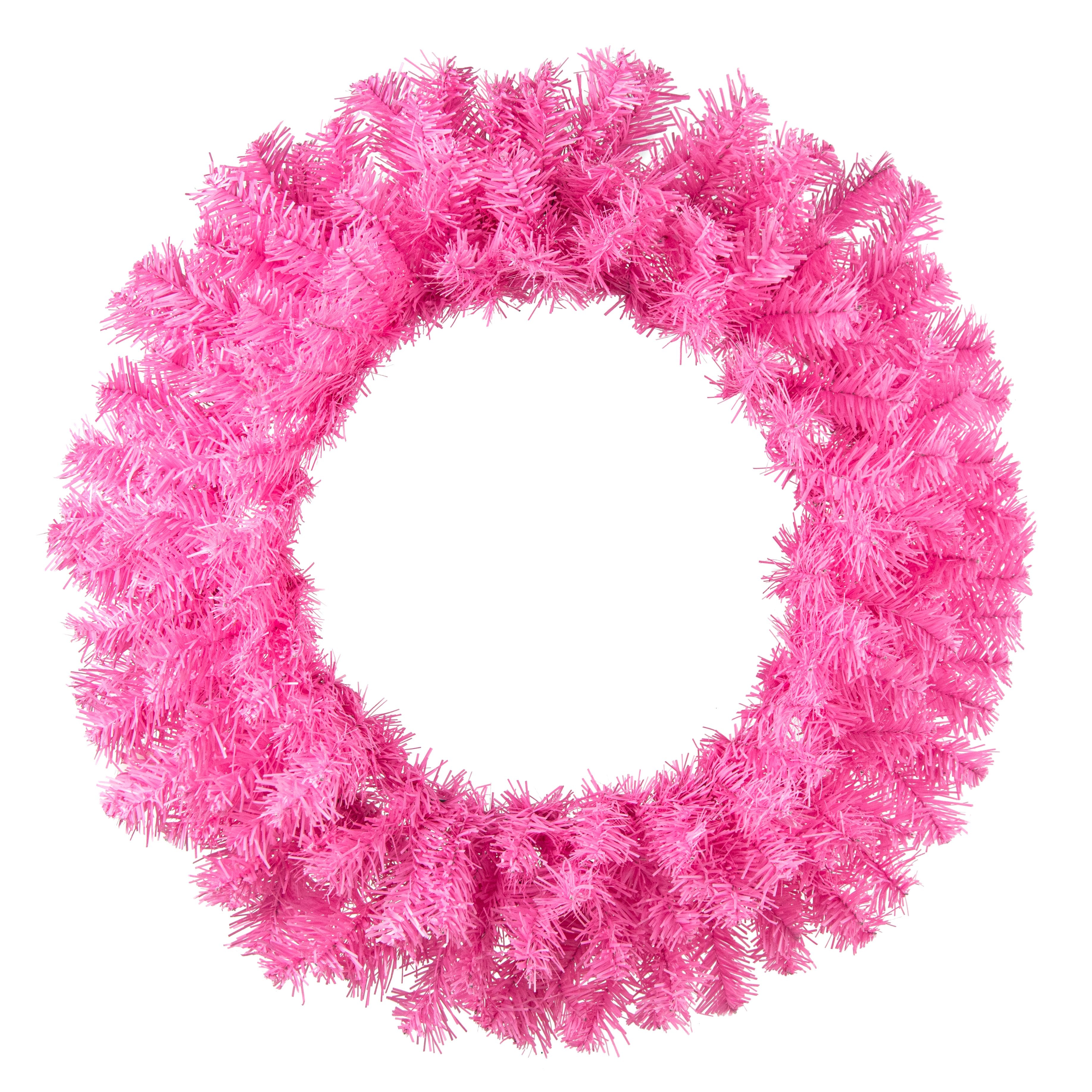 24" Pine PVC Wreath: Pink (180 Tips)