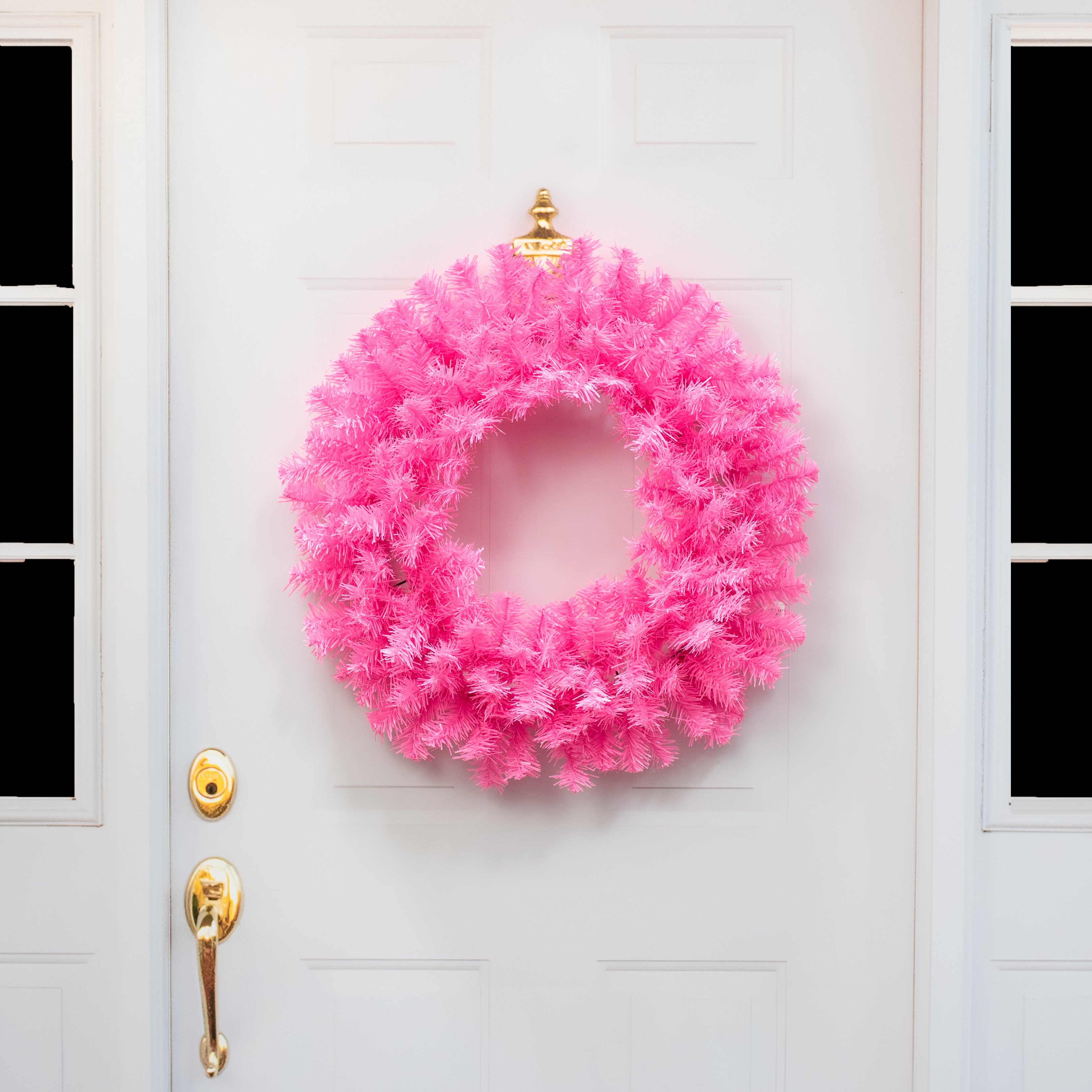 24" Pine PVC Wreath: Pink (180 Tips)