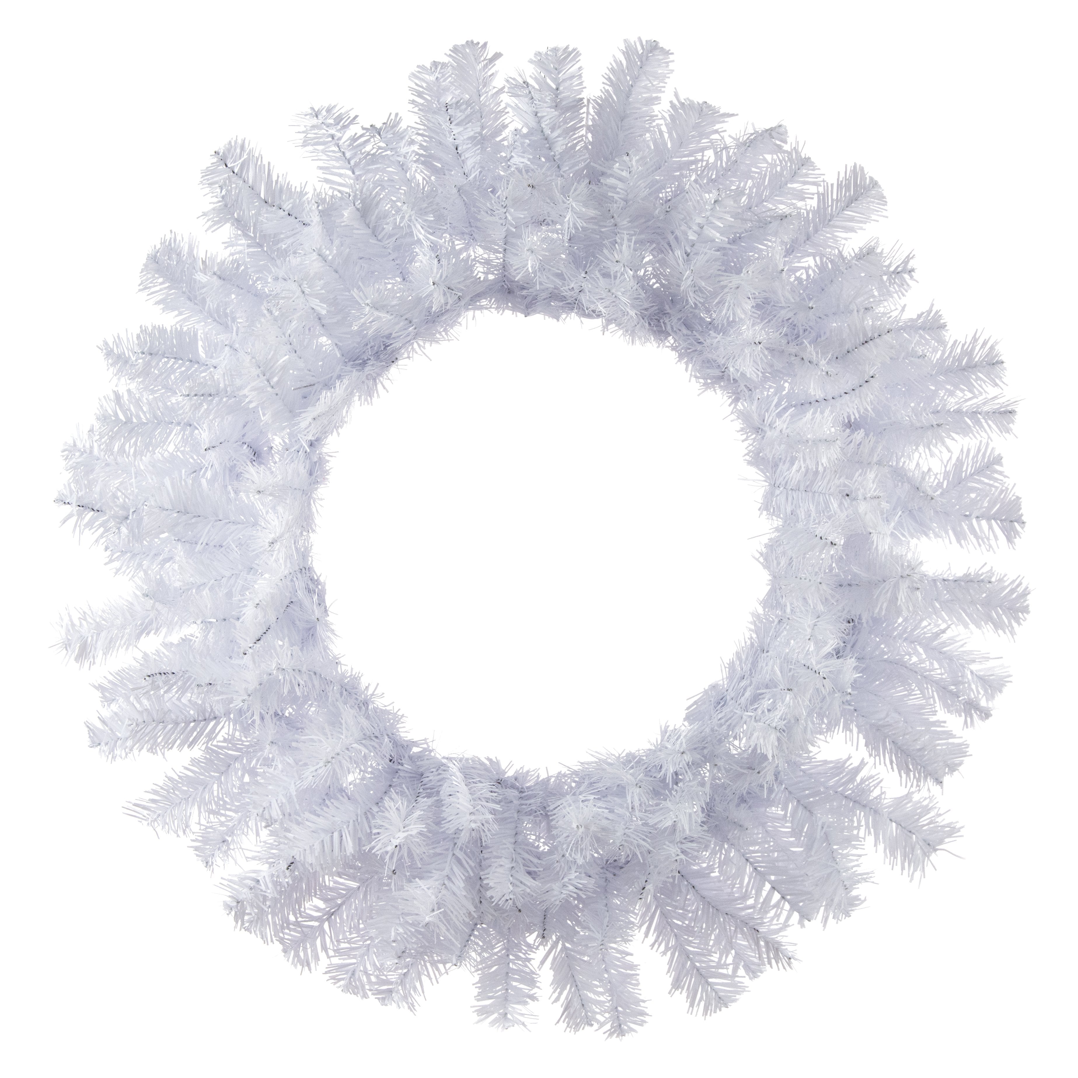 24" Pine PVC Wreath: White (180 Tips)