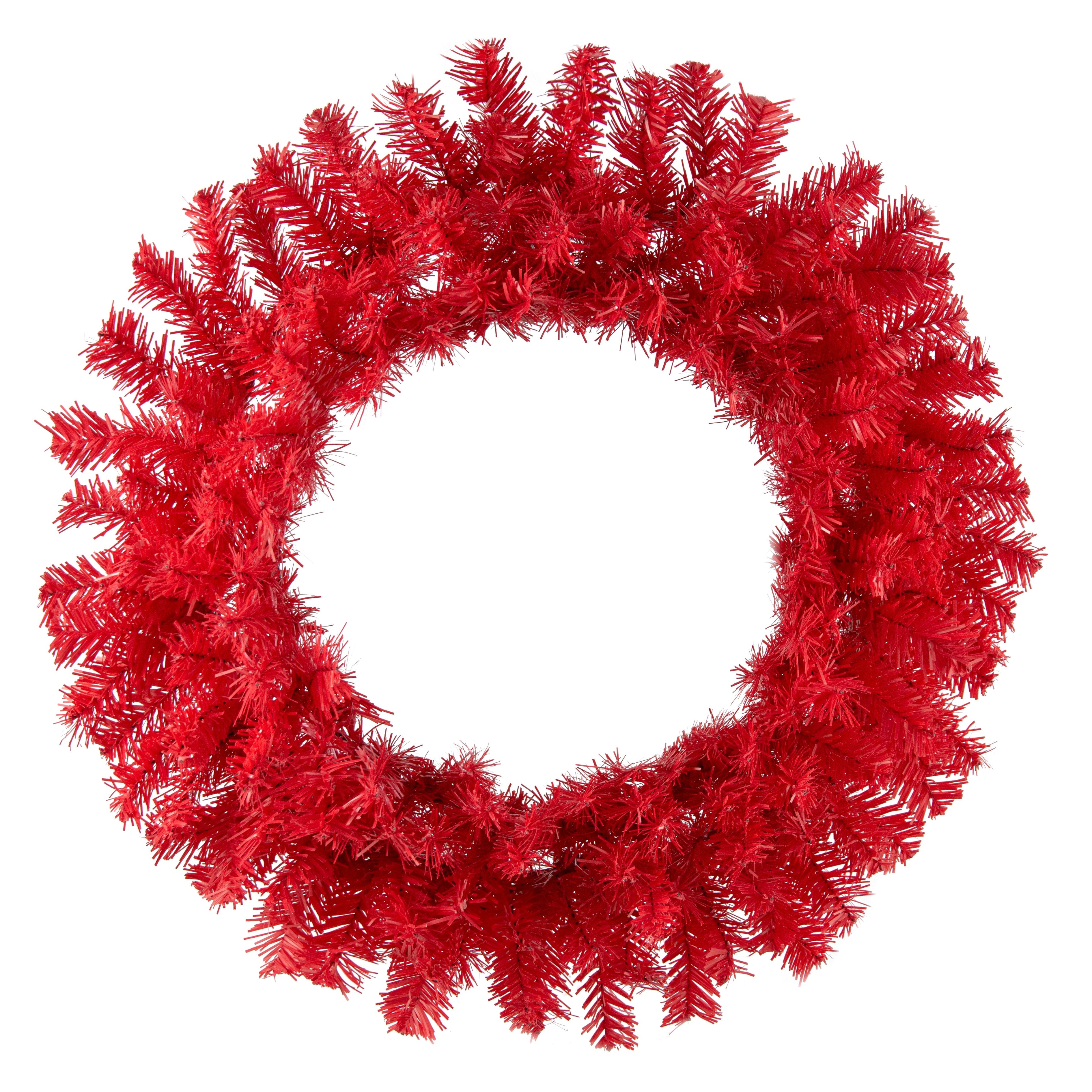 24" Pine PVC Wreath: Red (180 Tips)