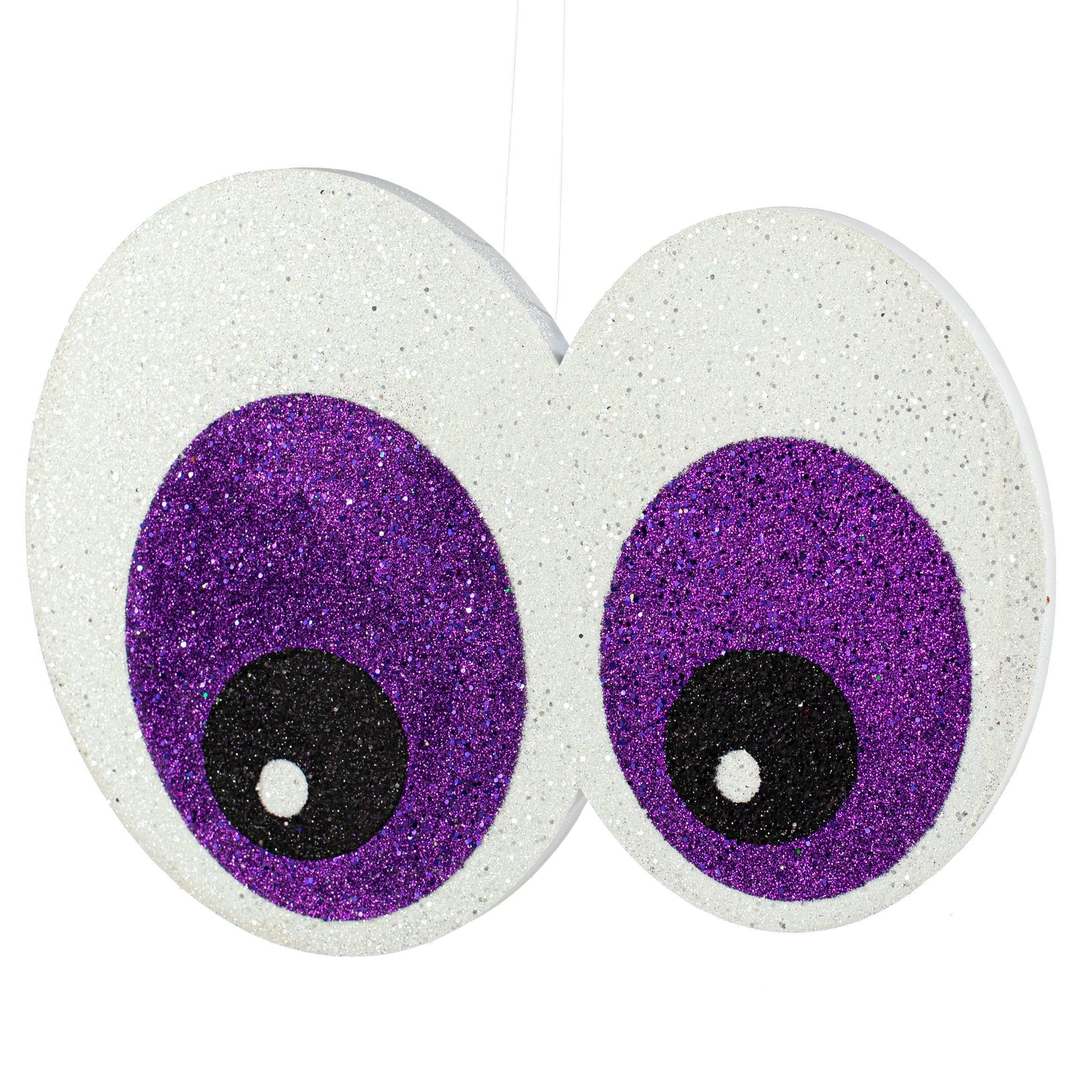 14" Glittered EVA Foam Eyeballs Hanger: Purple