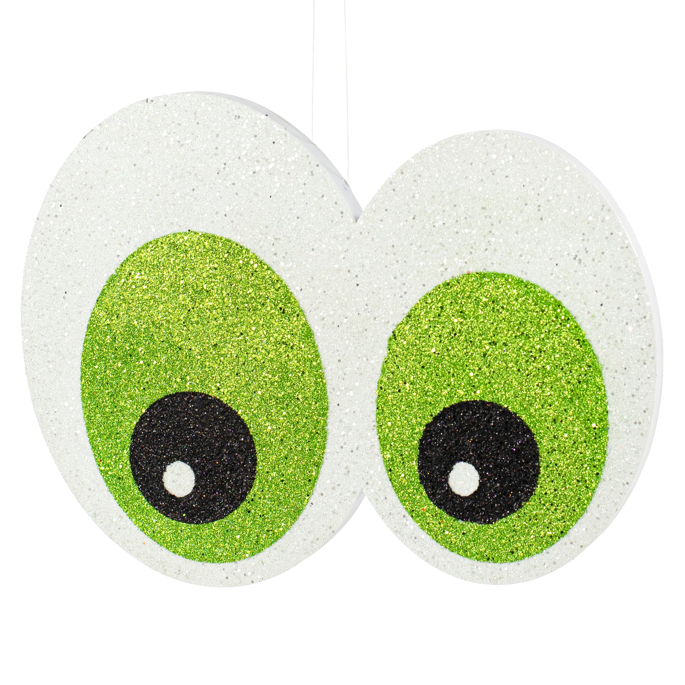 14" Glittered EVA Foam Eyeballs Hanger: Green