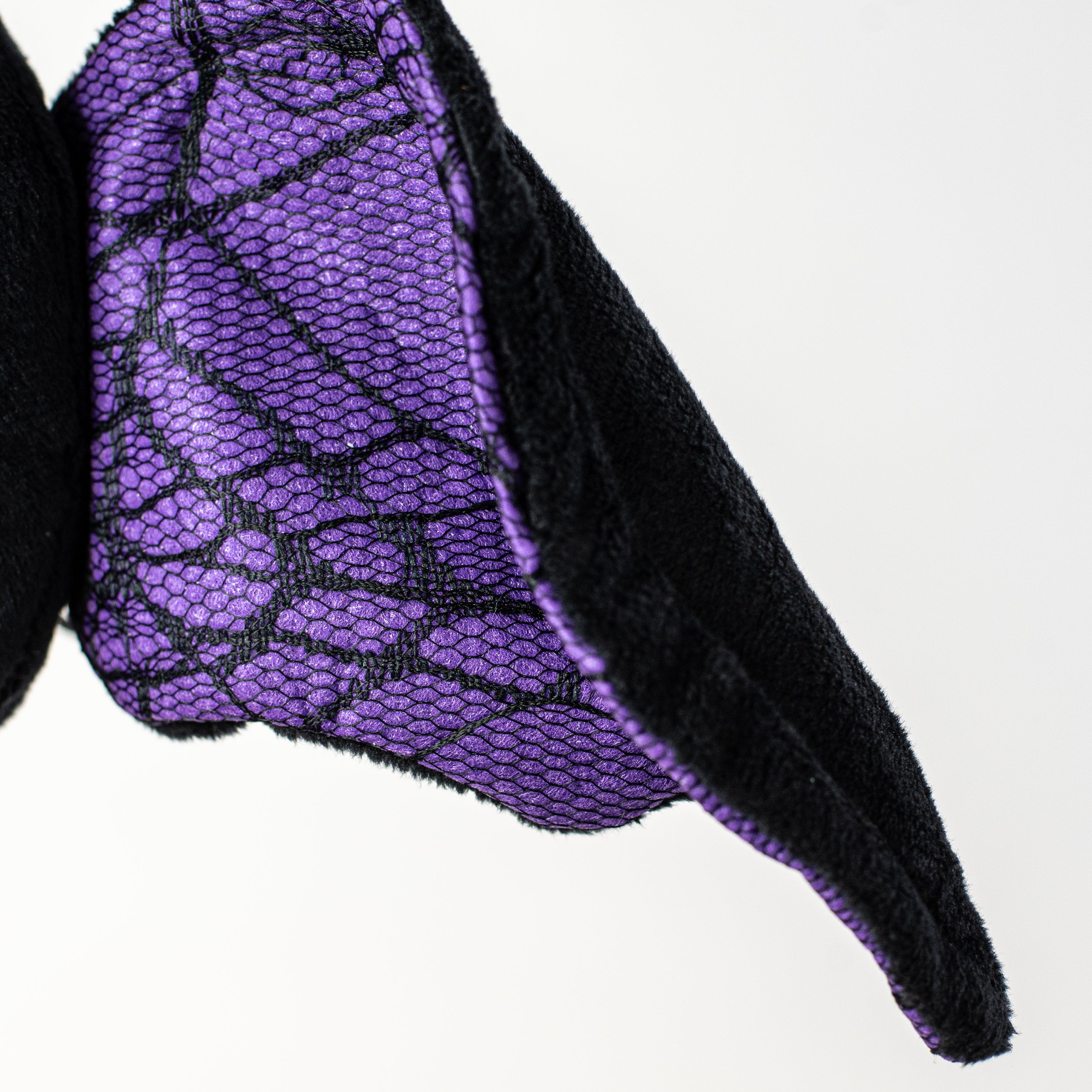 16" Plush Lace Wing Bat: Black & Purple