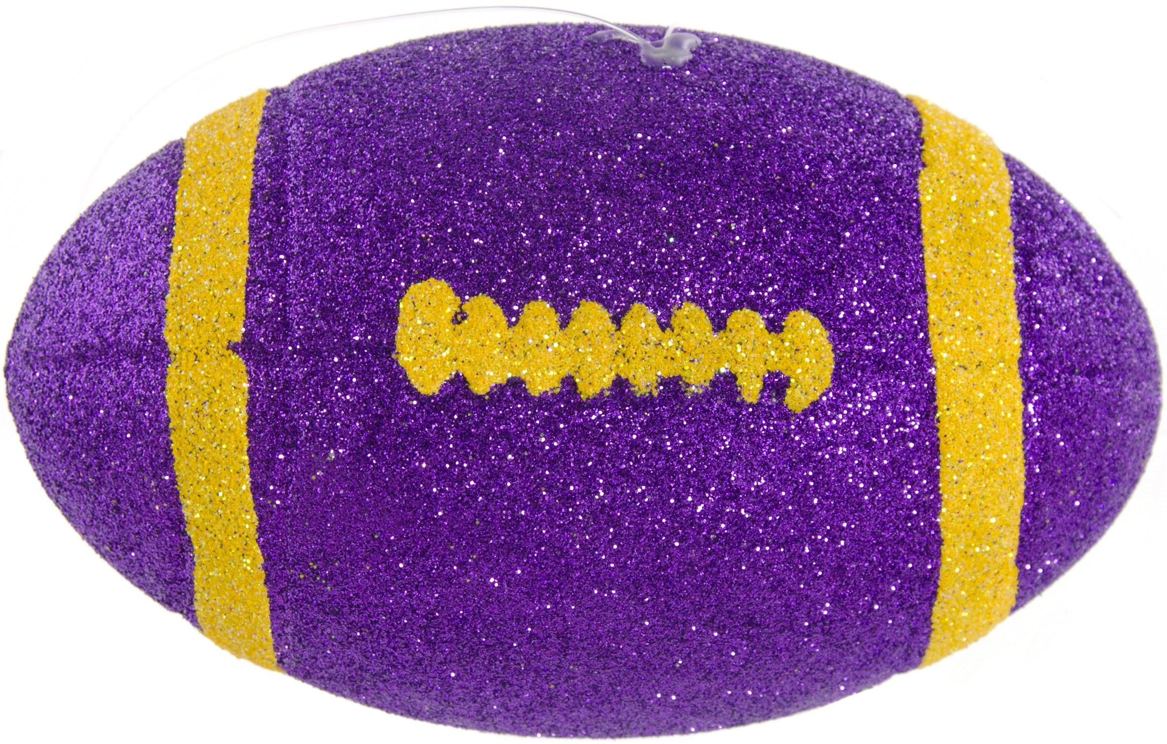 Glitter Football Ornament Assortment: Gold & Purple (Set of 3)