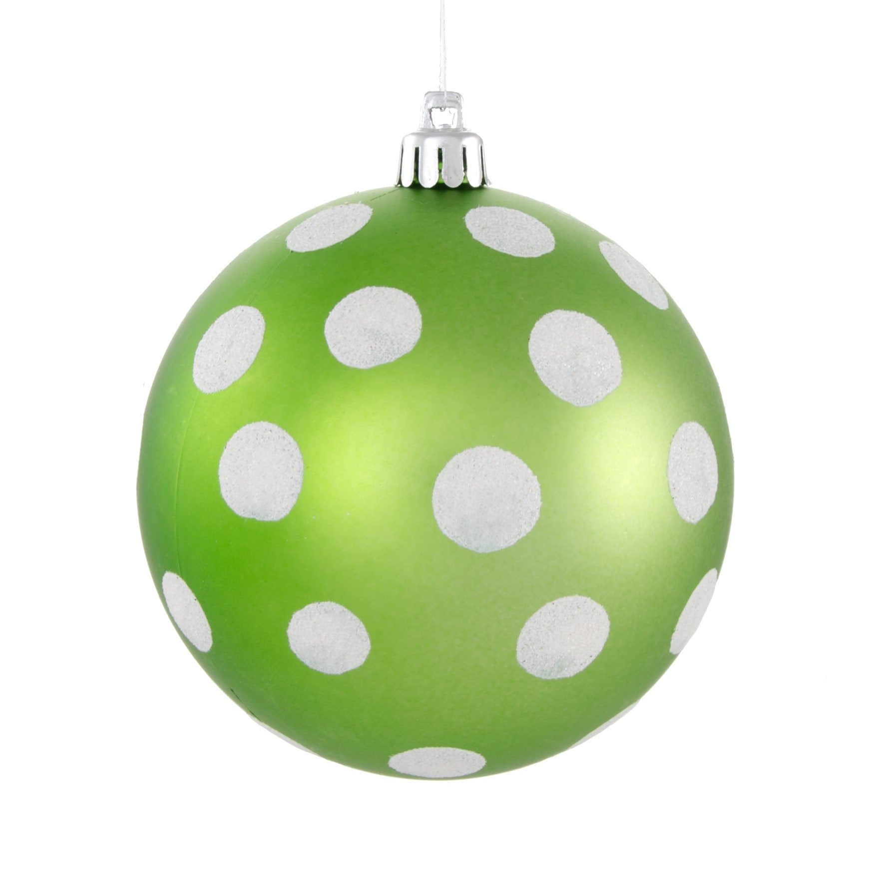100MM Polka Dot Polka Dot Ornament: Matte Lime Green & White