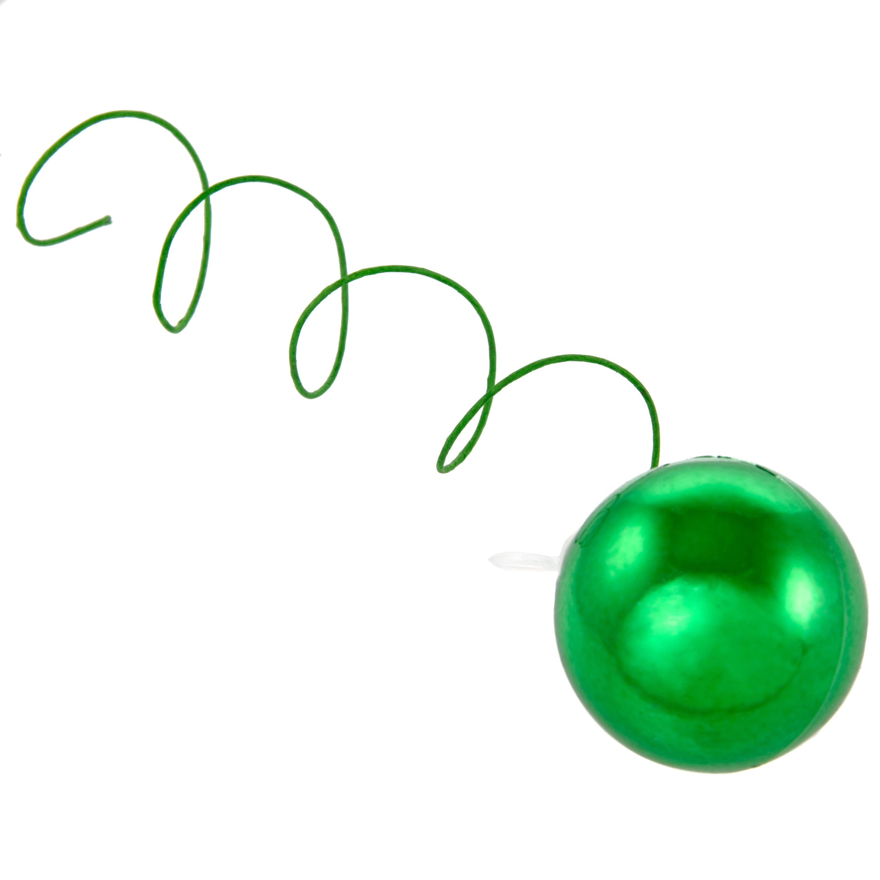 30MM Metallic Ball Ornament On Wire: Emerald Green (72)
