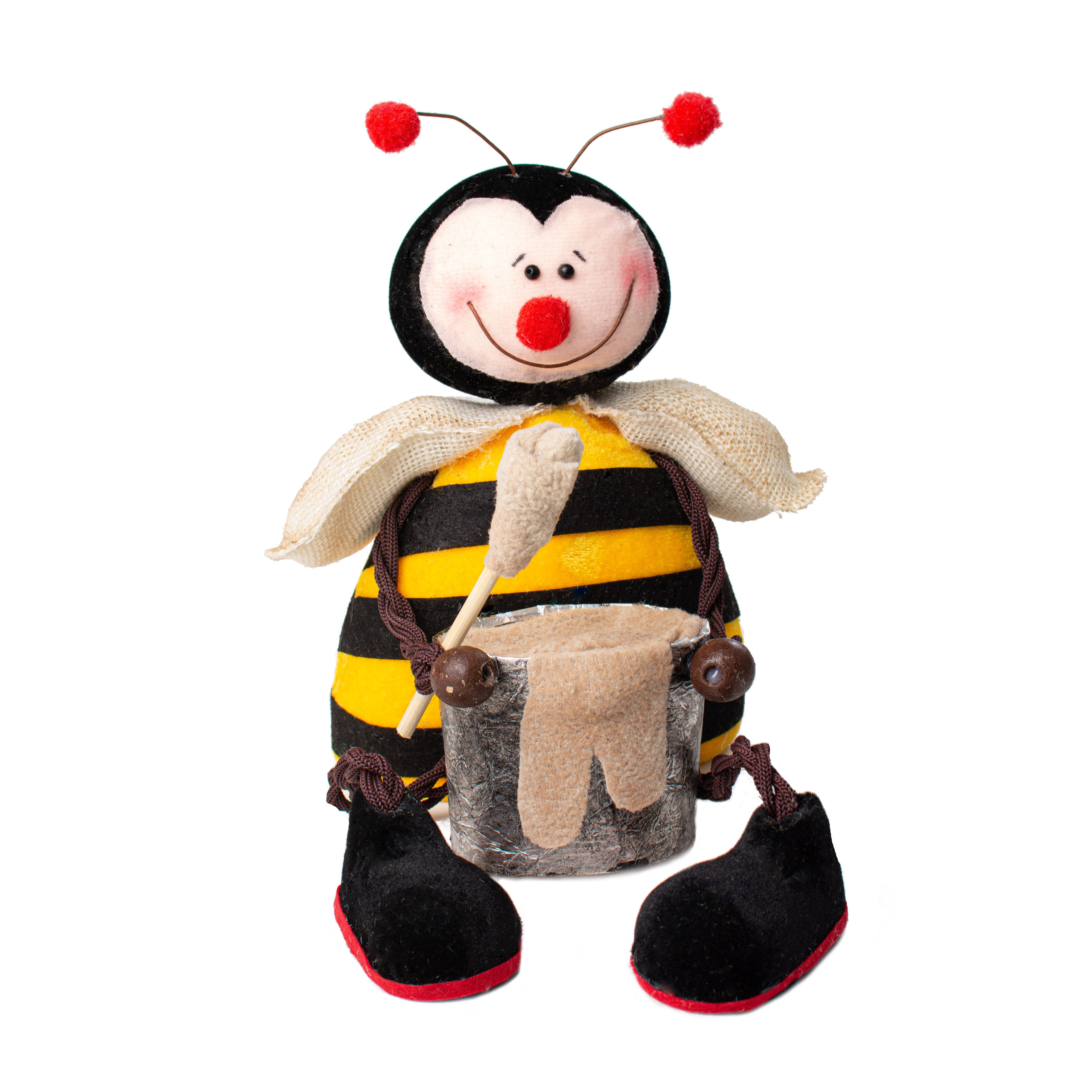 9" Sitting Bee With Honey Pot Decoration