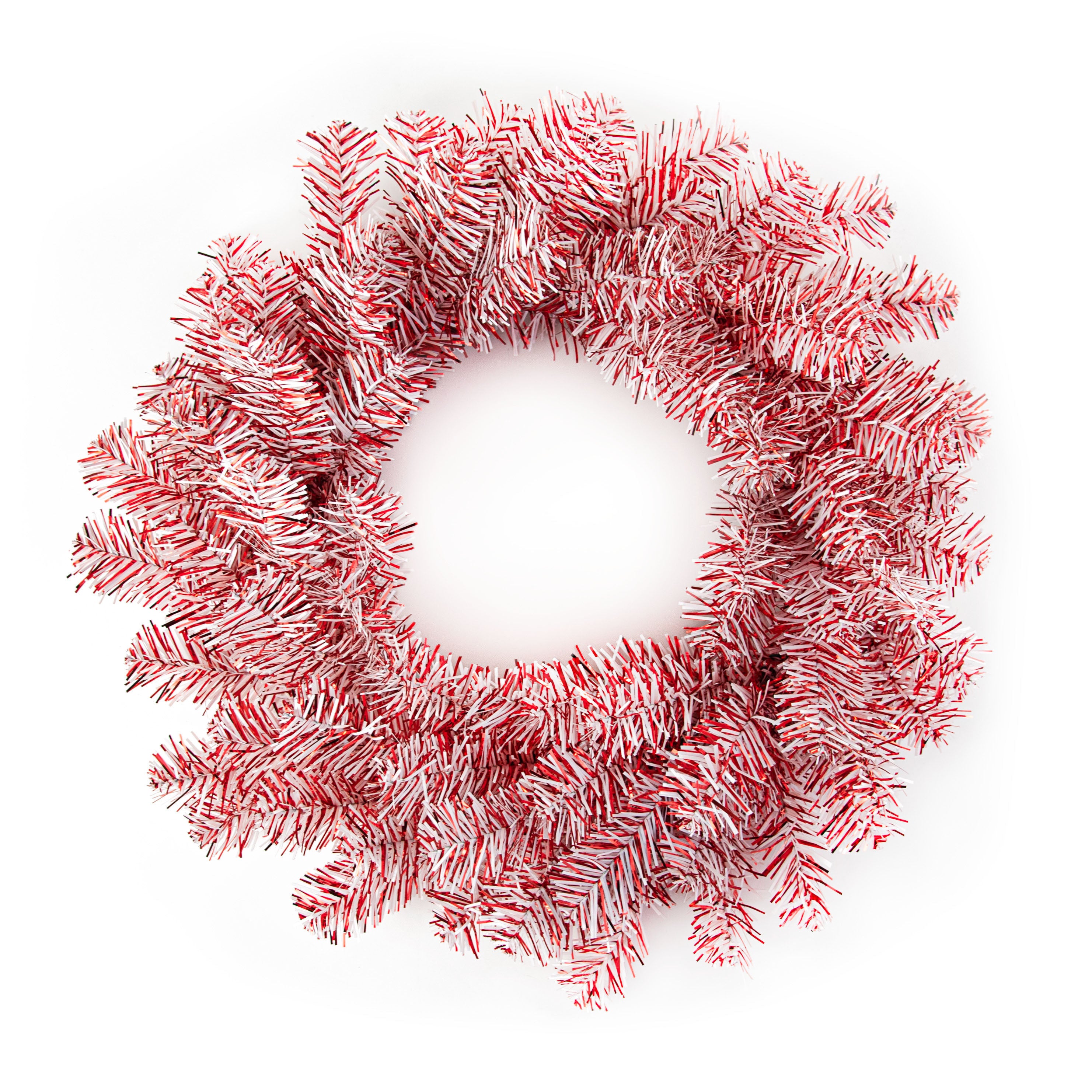 24" PVC Pine Wreath: Red & White
